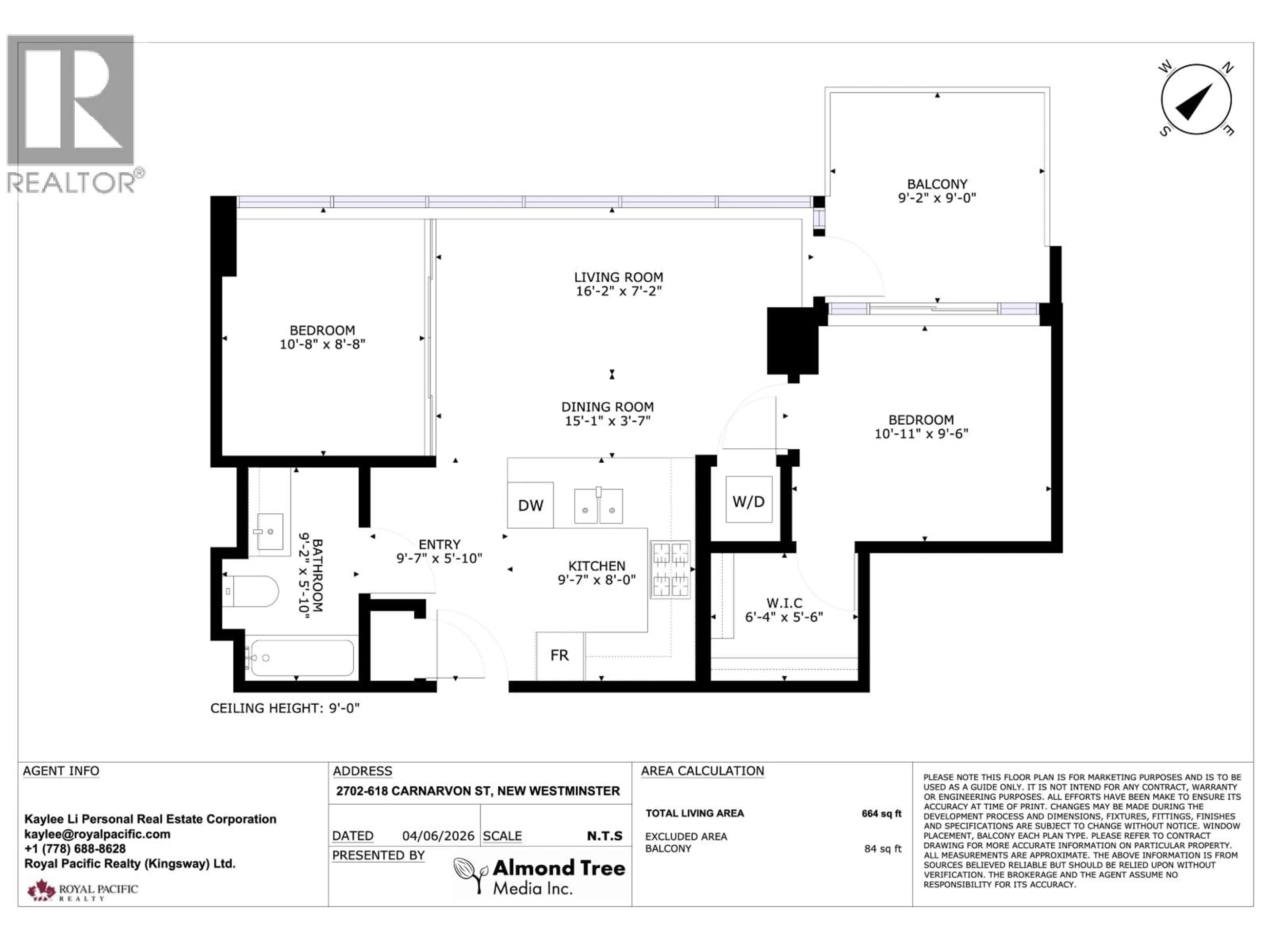 Floor plan for 2702 - 618 CARNARVON STREET, New Westminster British Columbia V3M0N9