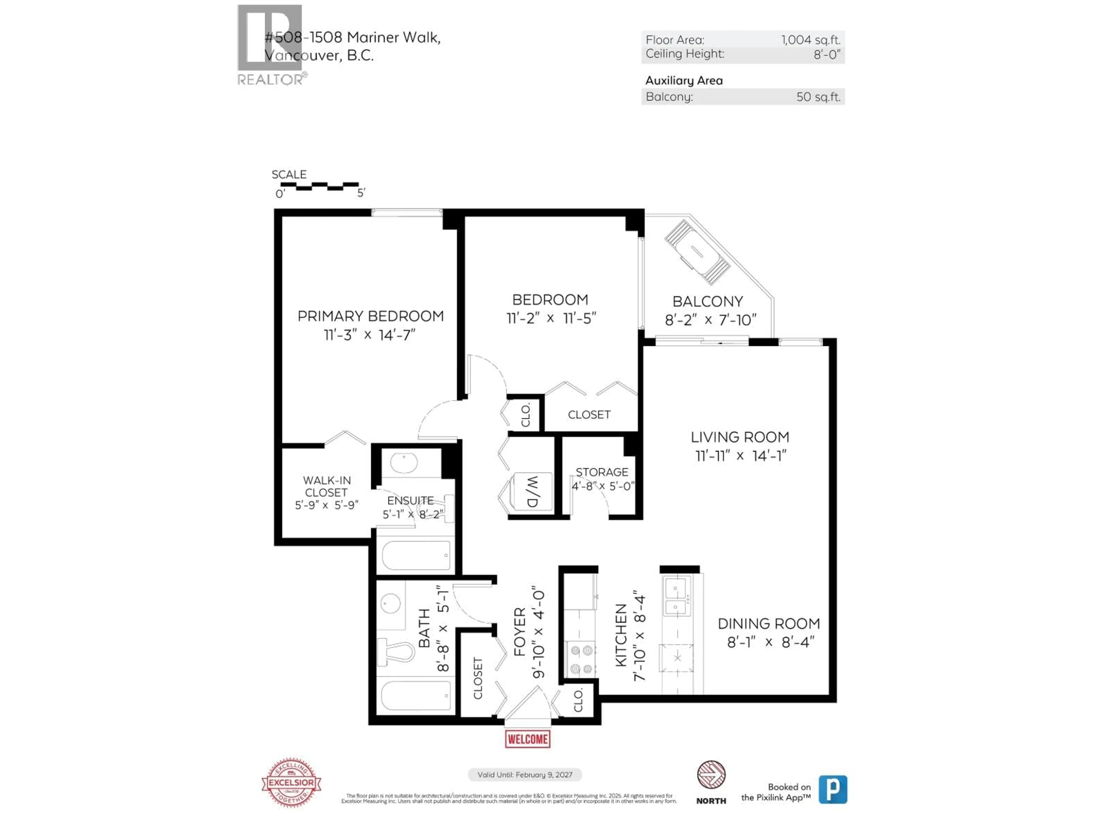 Floor plan for 508 - 1508 MARINER WALK, Vancouver British Columbia V6J4X9