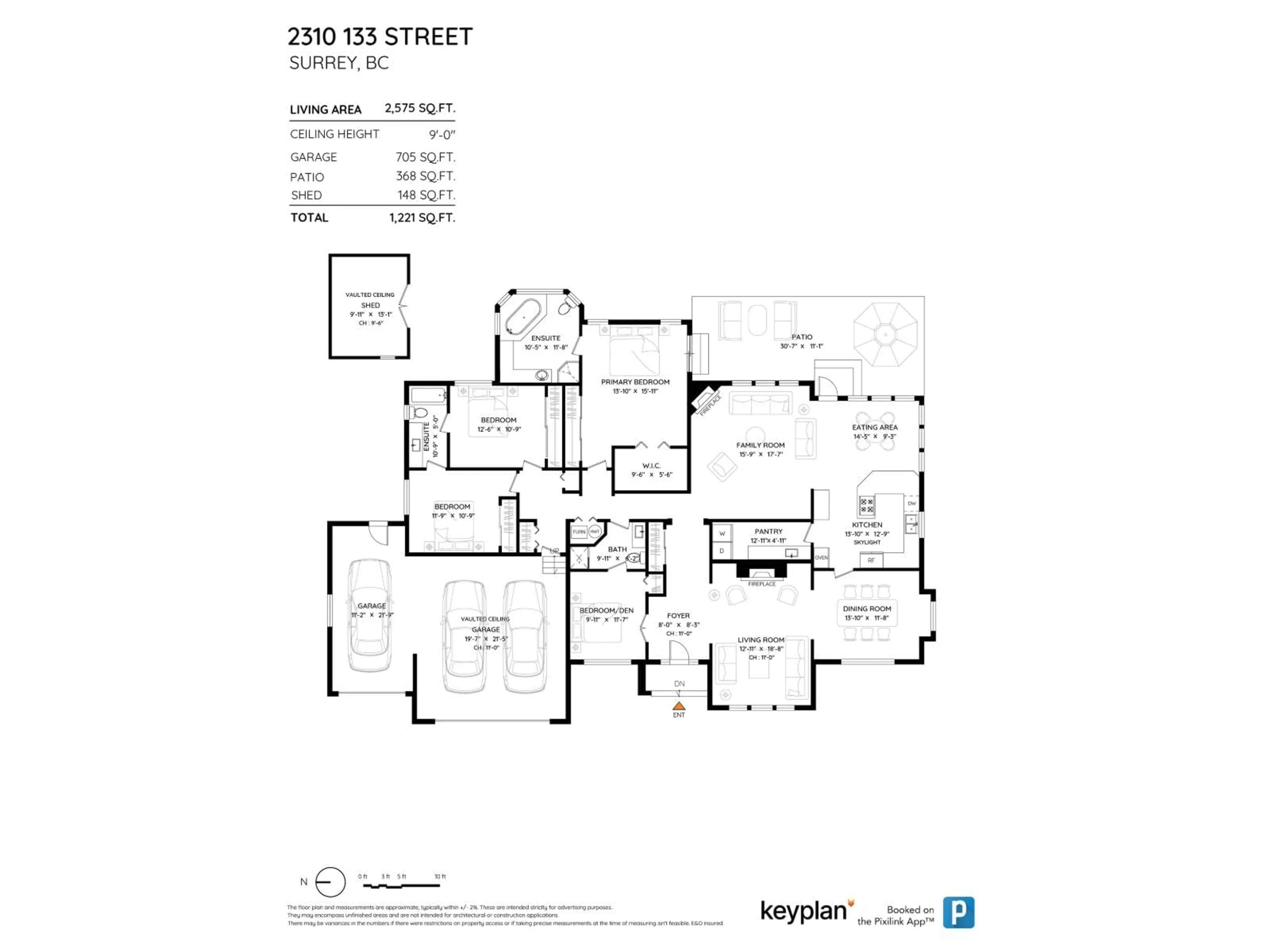 Floor plan for 2310 133 STREET, Surrey British Columbia V4A9T7