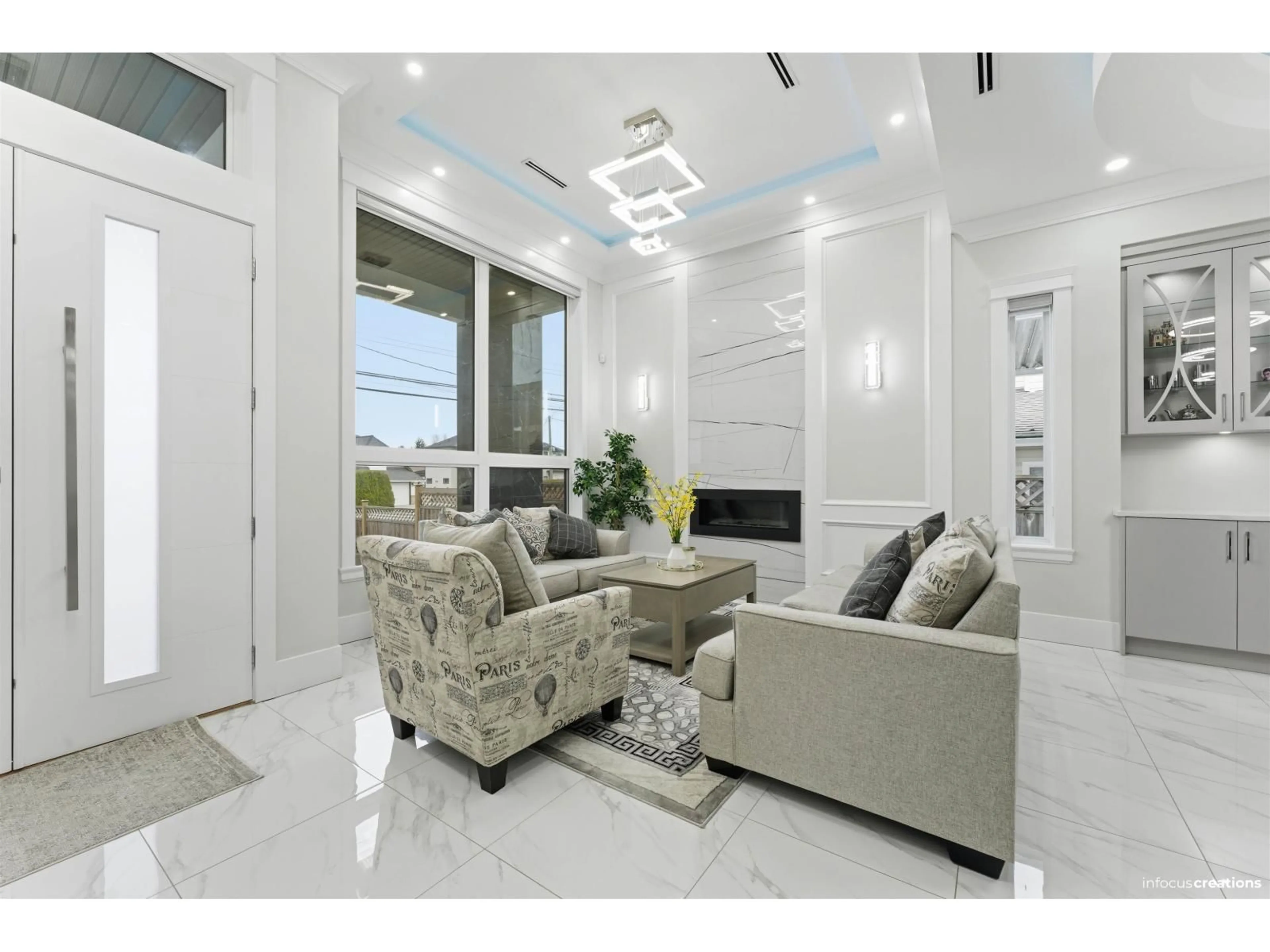 Living room with furniture, ceramic/tile floor for 13414 60 AVENUE, Surrey British Columbia V3X2M3