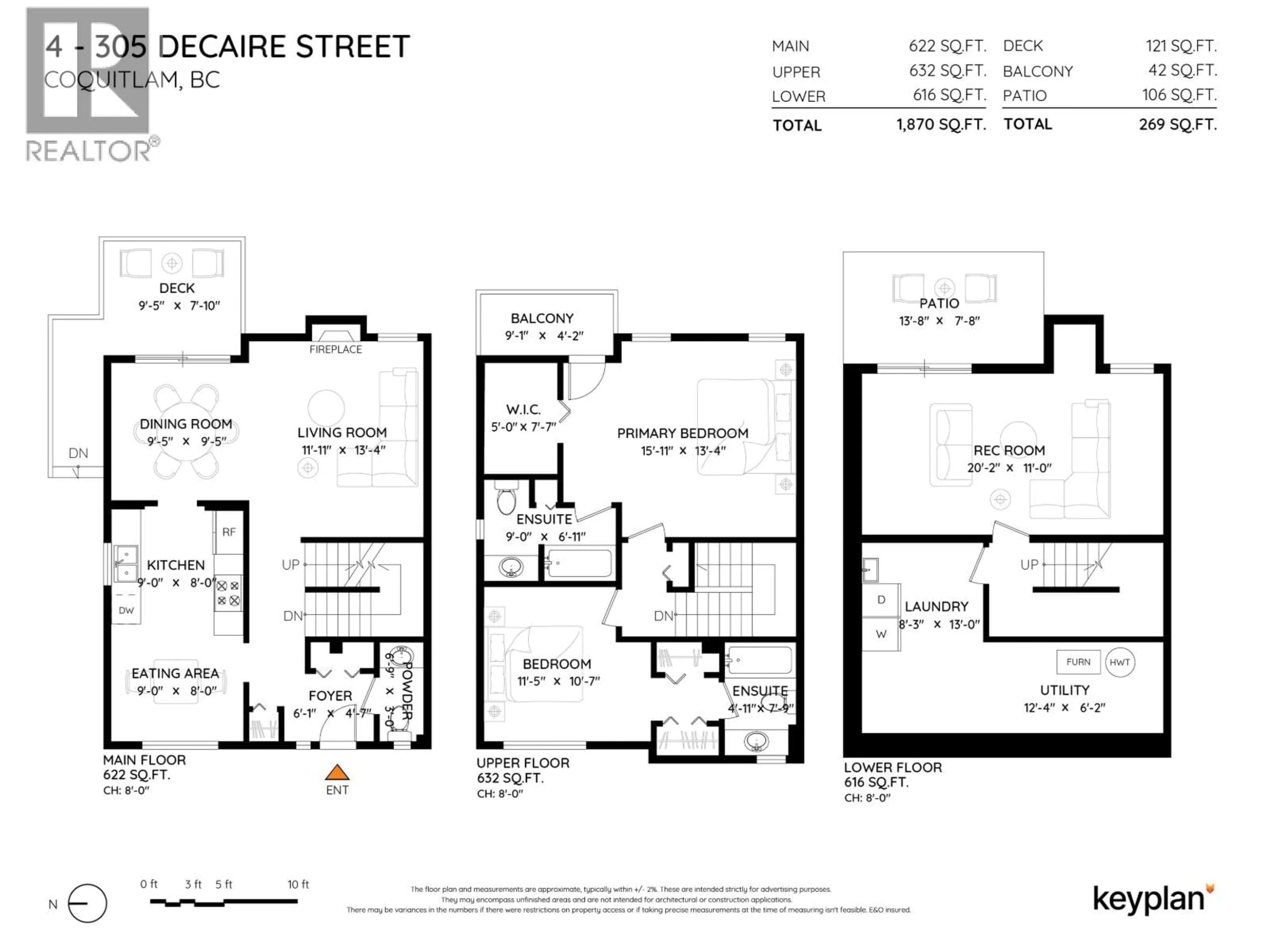 Floor plan for 4 - 305 DECAIRE STREET, Coquitlam British Columbia V3K4Z6