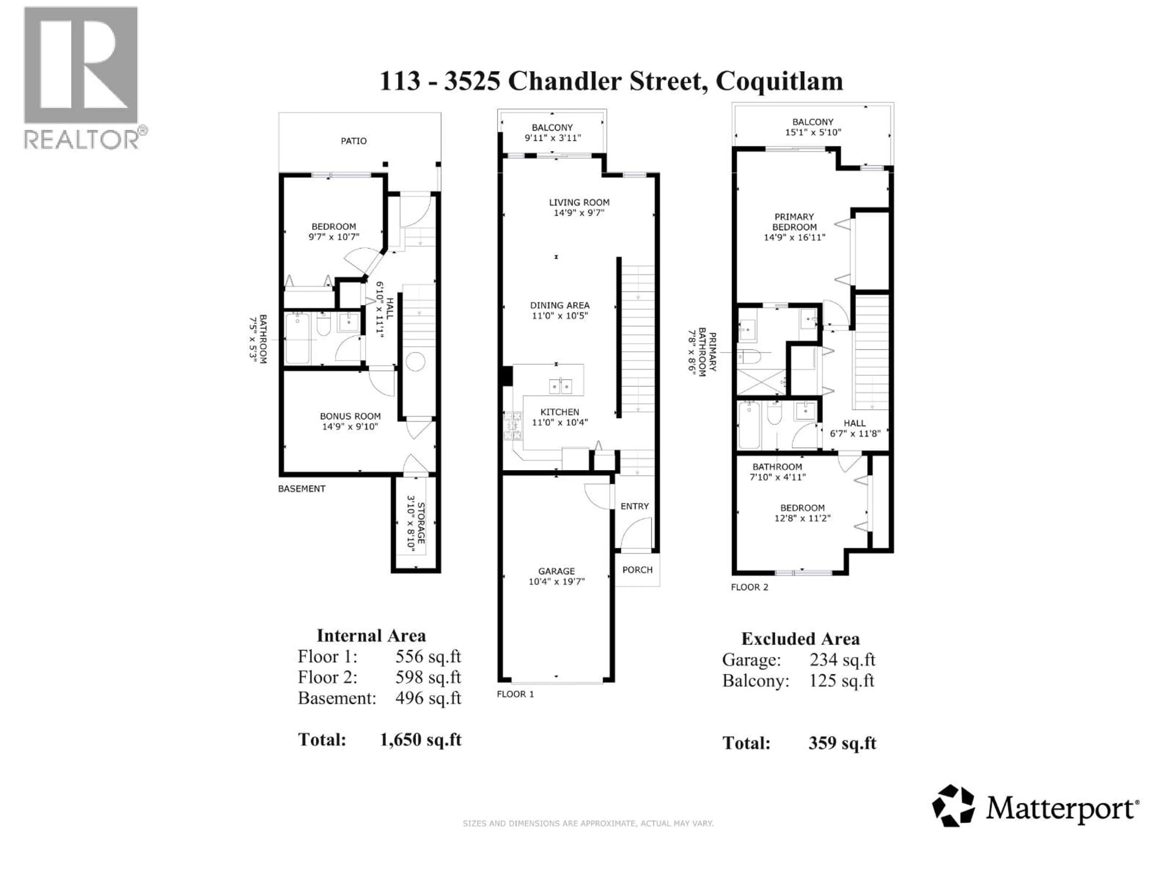 Floor plan for 113 - 3525 CHANDLER STREET, Coquitlam British Columbia V3E0L9