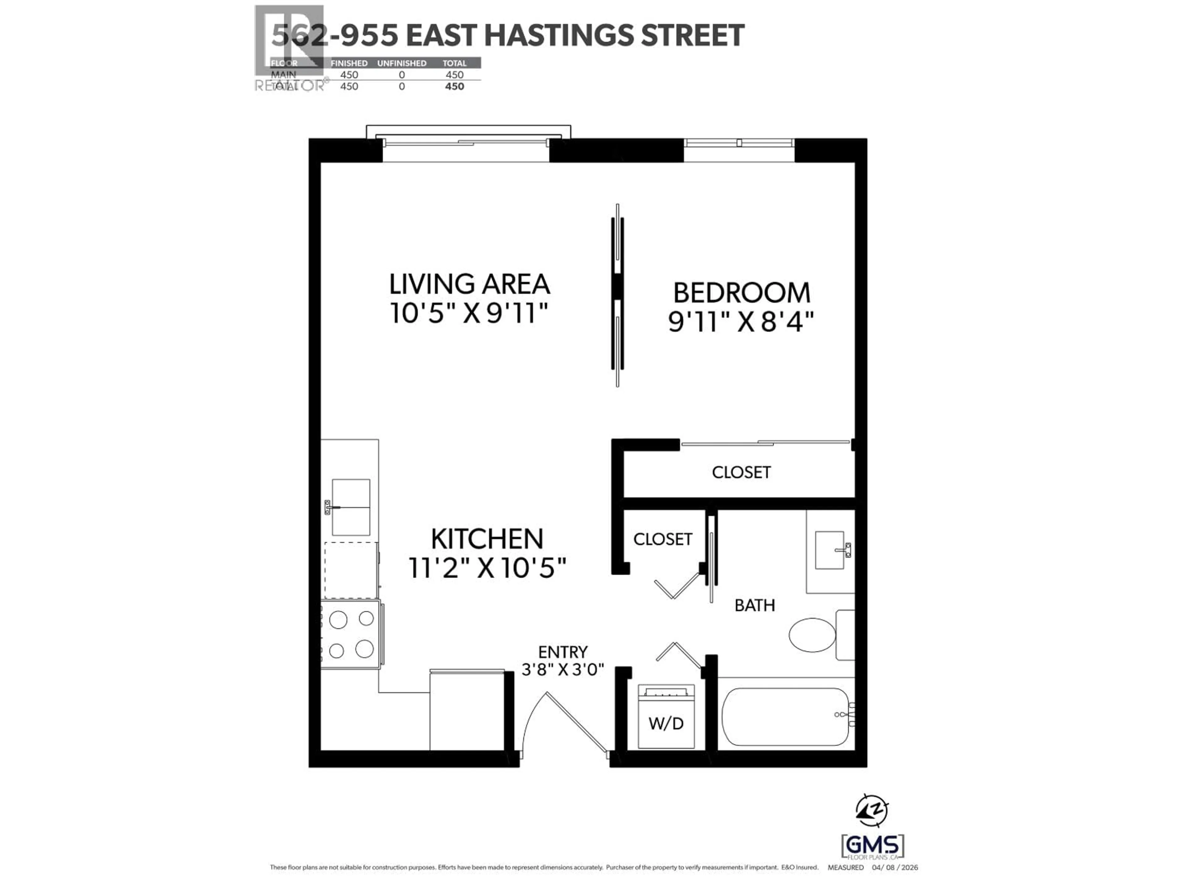 Floor plan for 562 - 955 HASTINGS STREET, Vancouver British Columbia V6A0G8