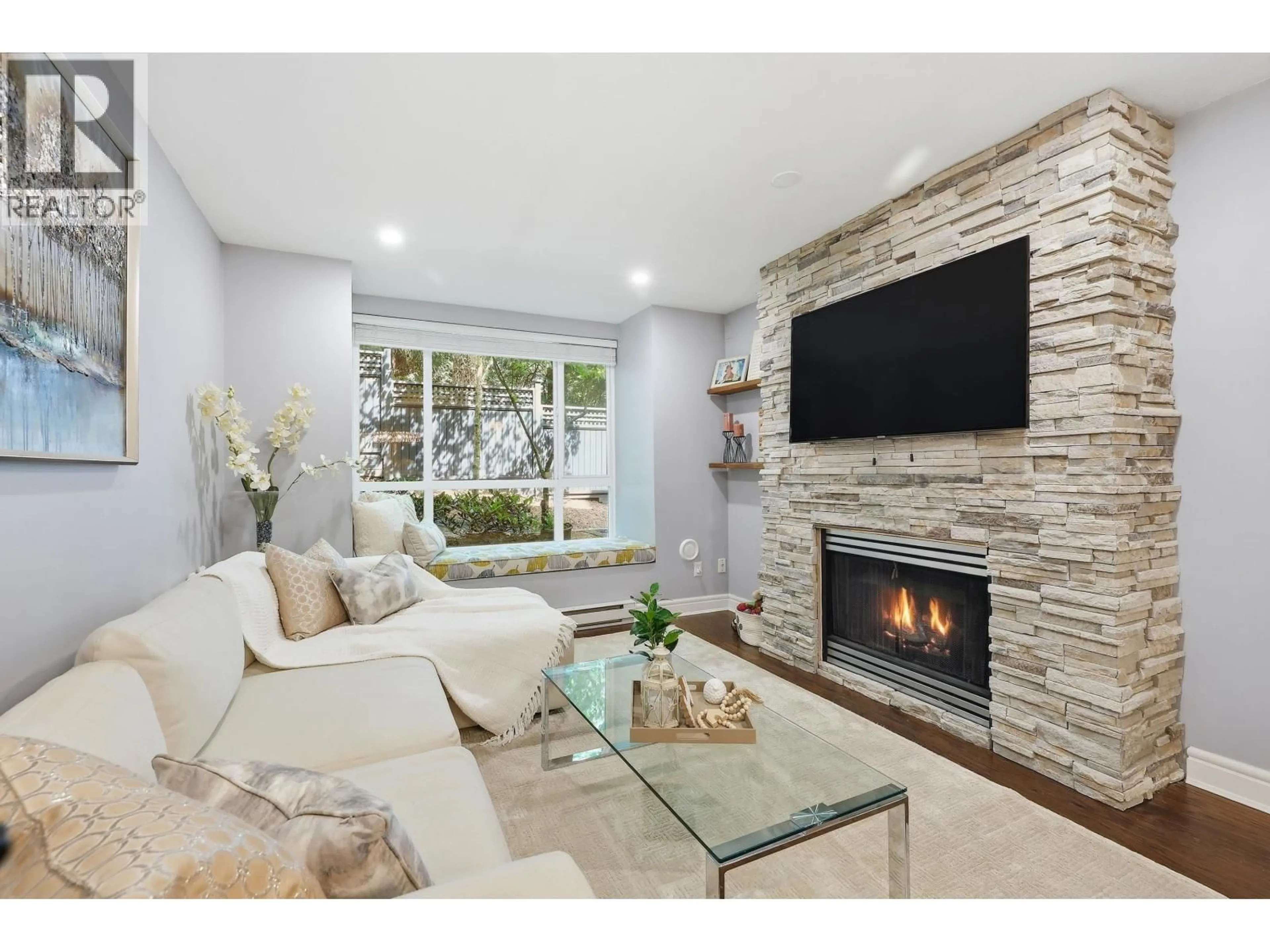 Living room with furniture, ceramic/tile floor for 211 - 6893 PRENTER STREET, Burnaby British Columbia V5E4L3