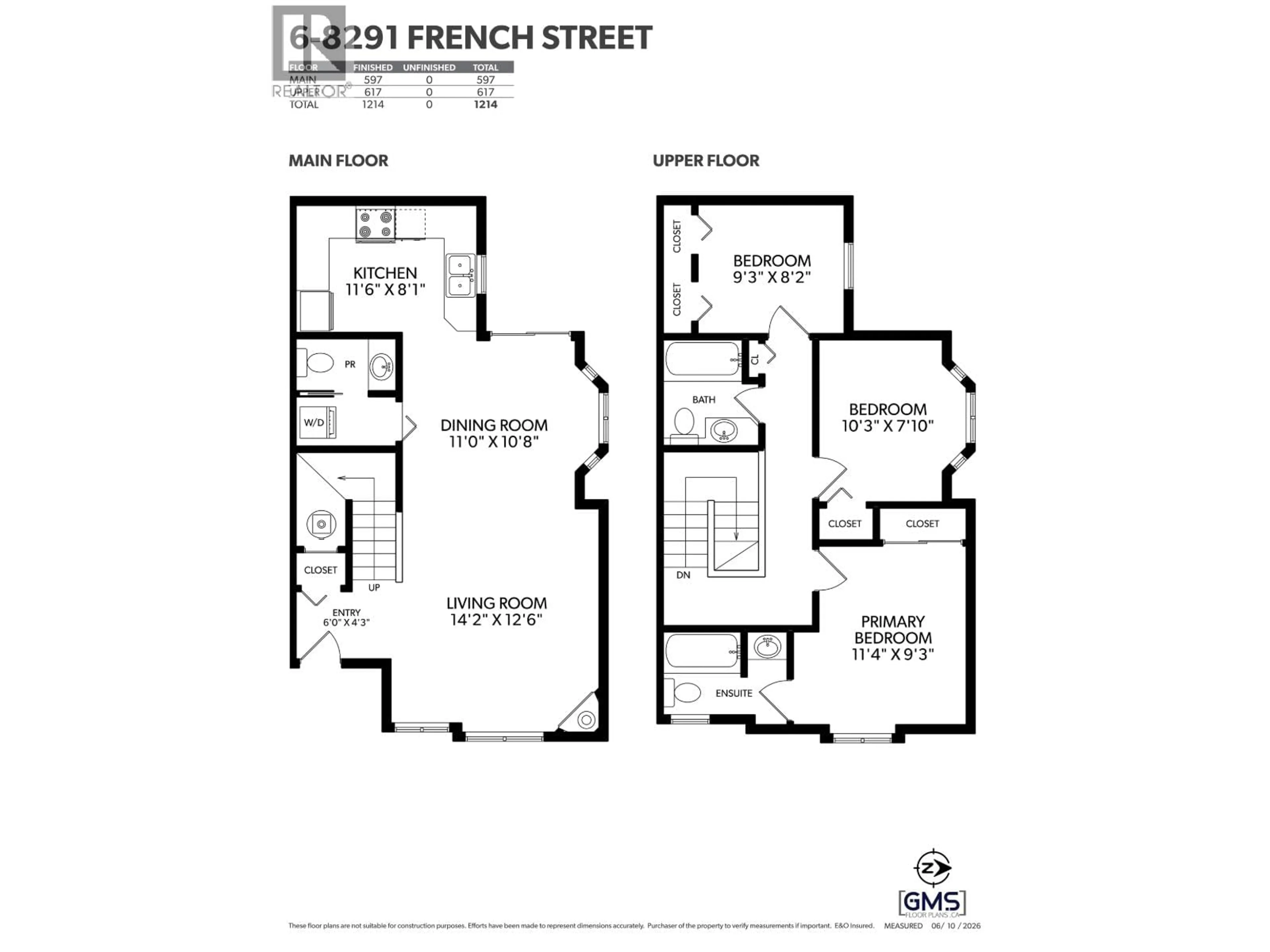 Floor plan for 6 - 8291 FRENCH STREET, Vancouver British Columbia V6P4V9