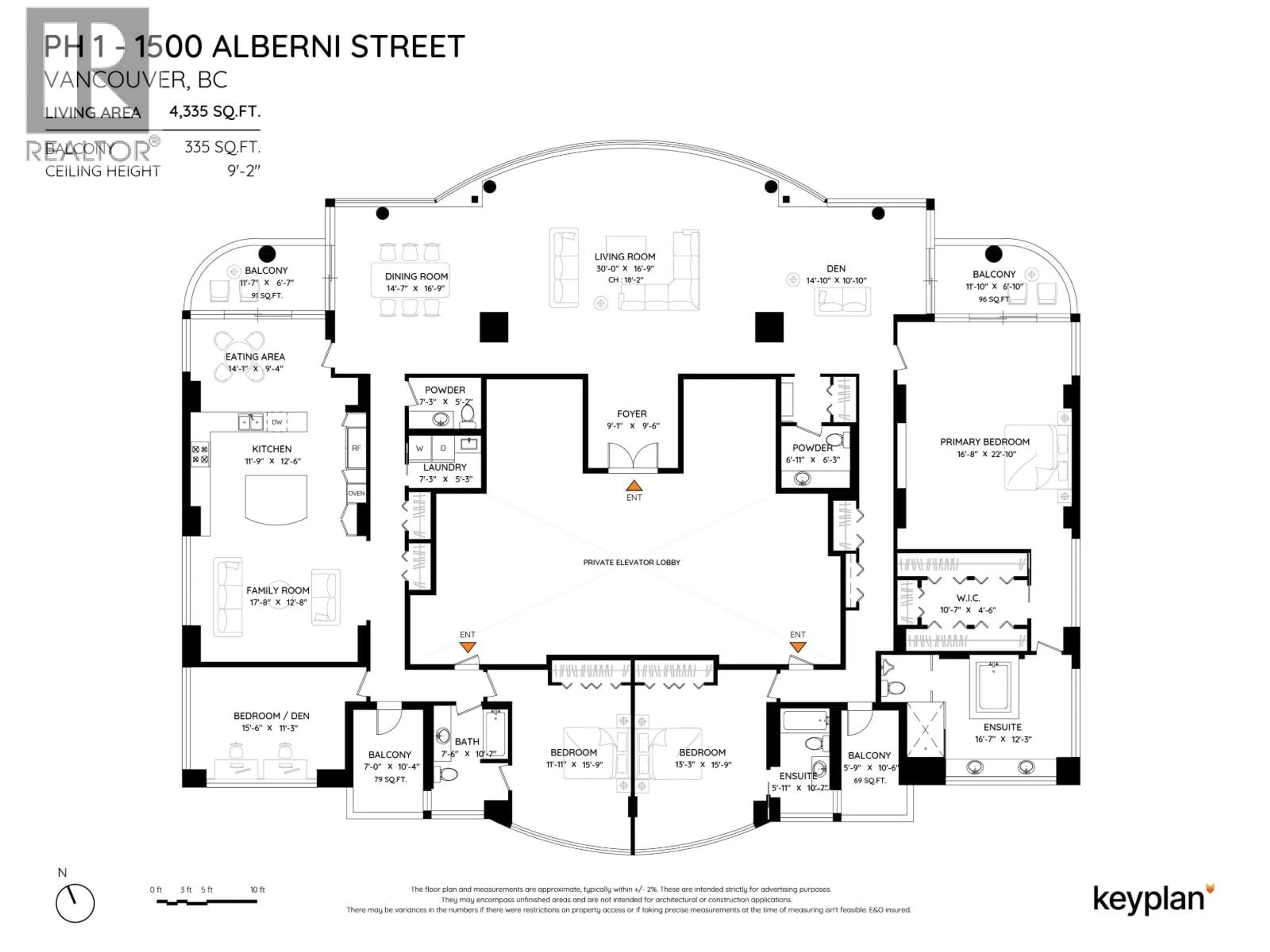 Floor plan for PH 1 - 1500 ALBERNI STREET, Vancouver British Columbia V6G3C9