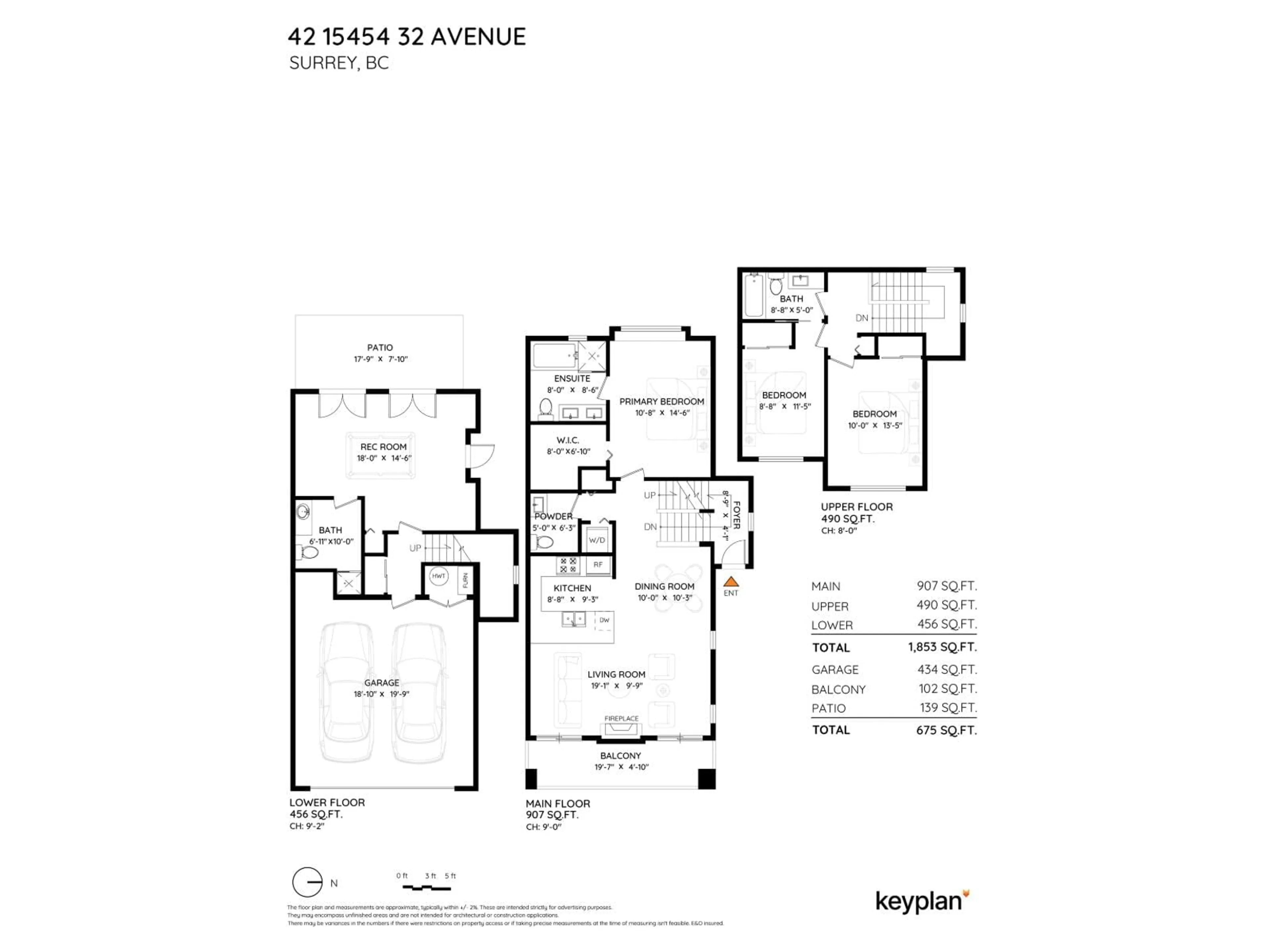 Floor plan for 42 - 15454 32 STREET, Surrey British Columbia V3Z2J8