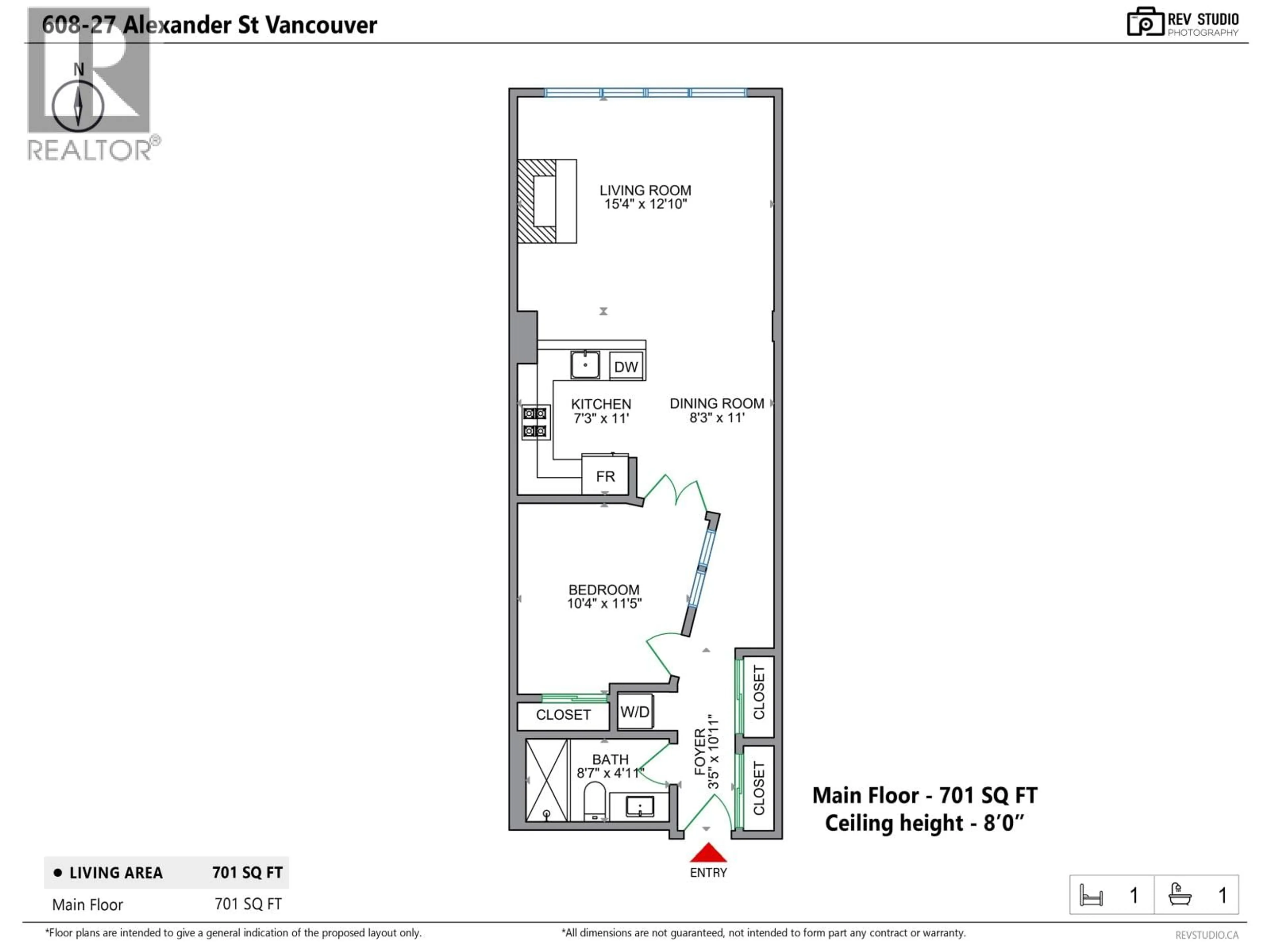 Floor plan for 608 - 27 ALEXANDER STREET, Vancouver British Columbia V6A1B2