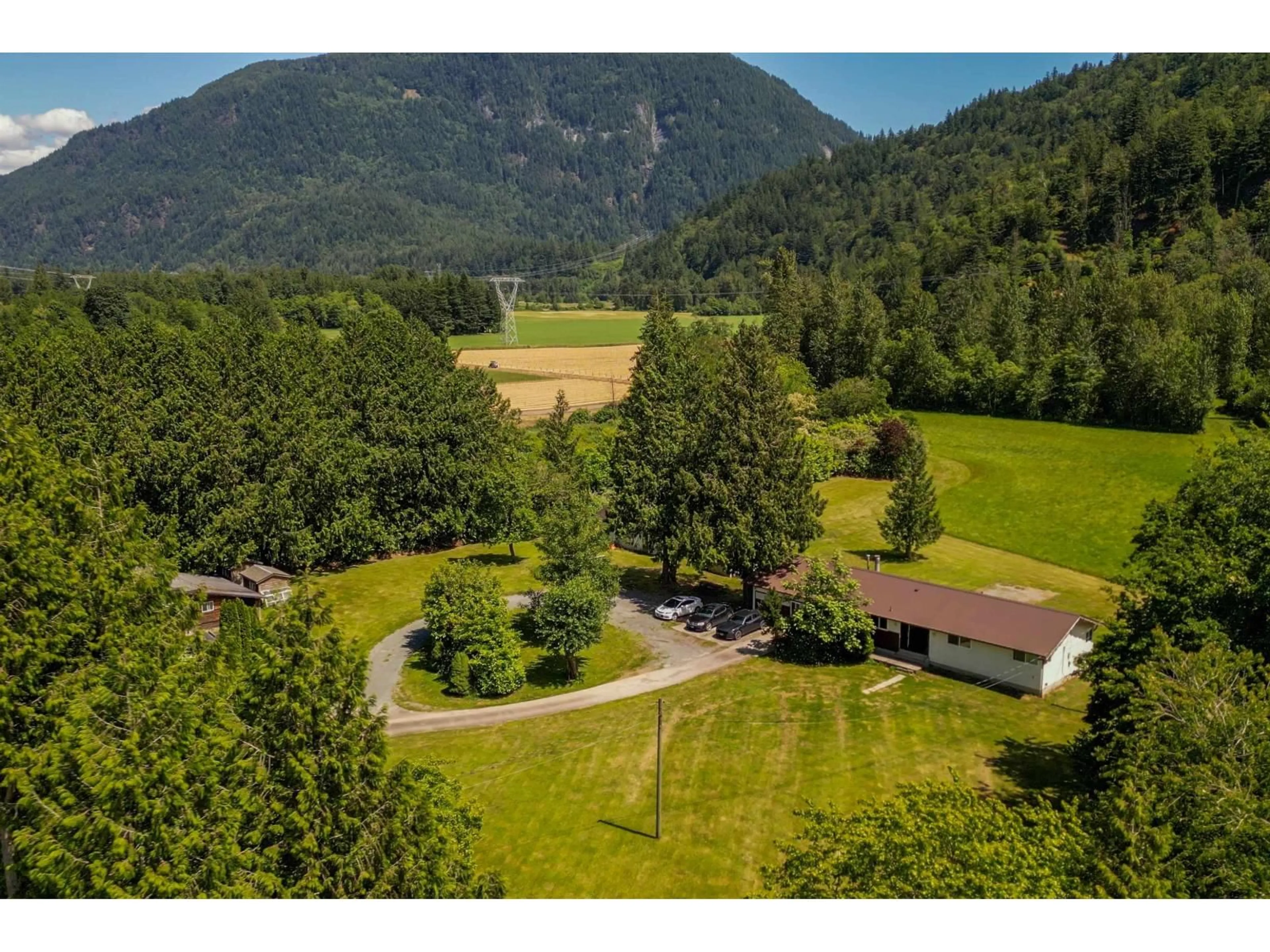 A pic from outside/outdoor area/front of a property/back of a property/a pic from drone, mountain view for 3510 HOT SPRINGS ROAD, Agassiz British Columbia V0M1A3