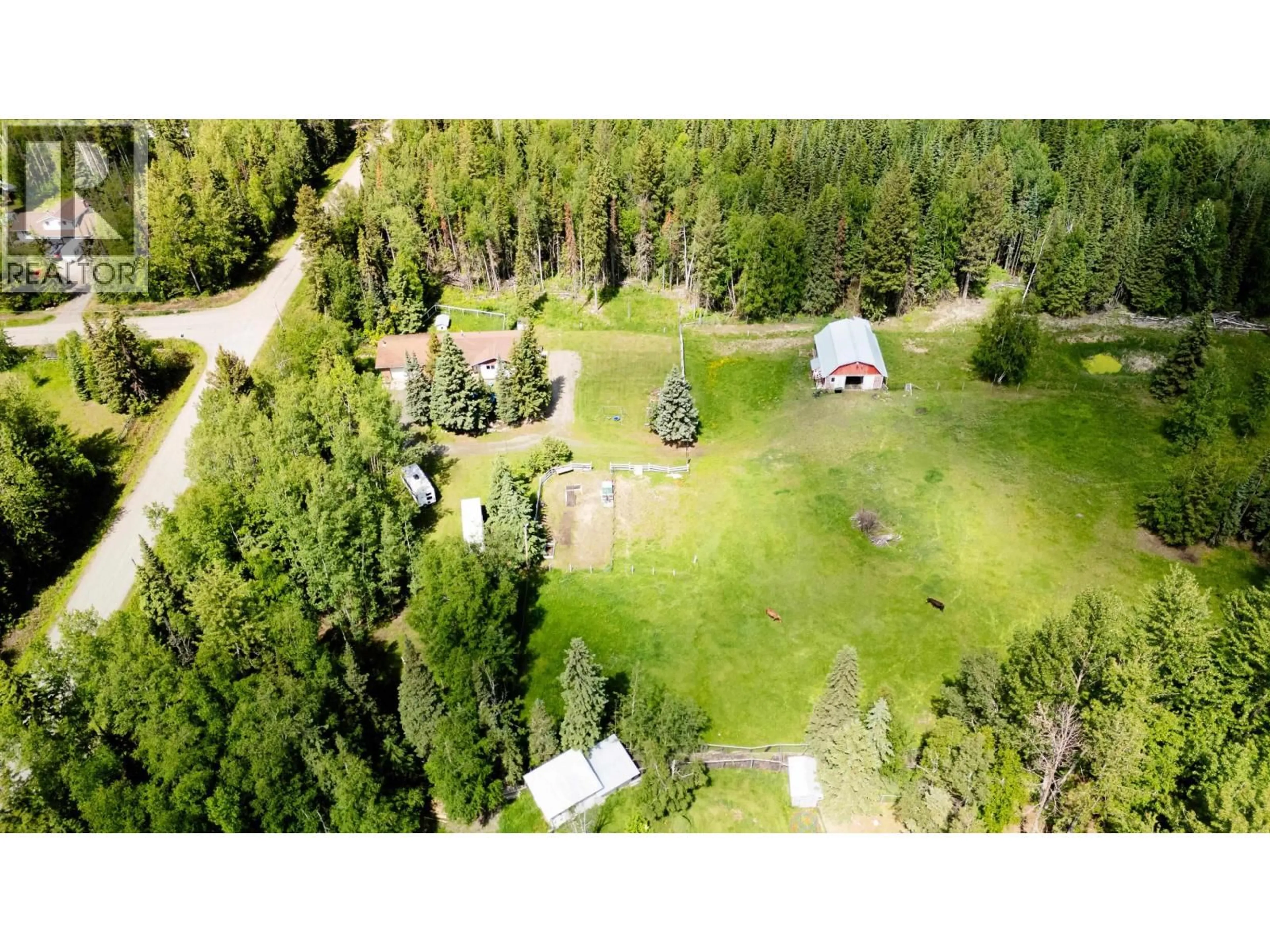 A pic from outside/outdoor area/front of a property/back of a property/a pic from drone, forest/trees view for 1570 GEDDES ROAD, Prince George British Columbia V2K5G3