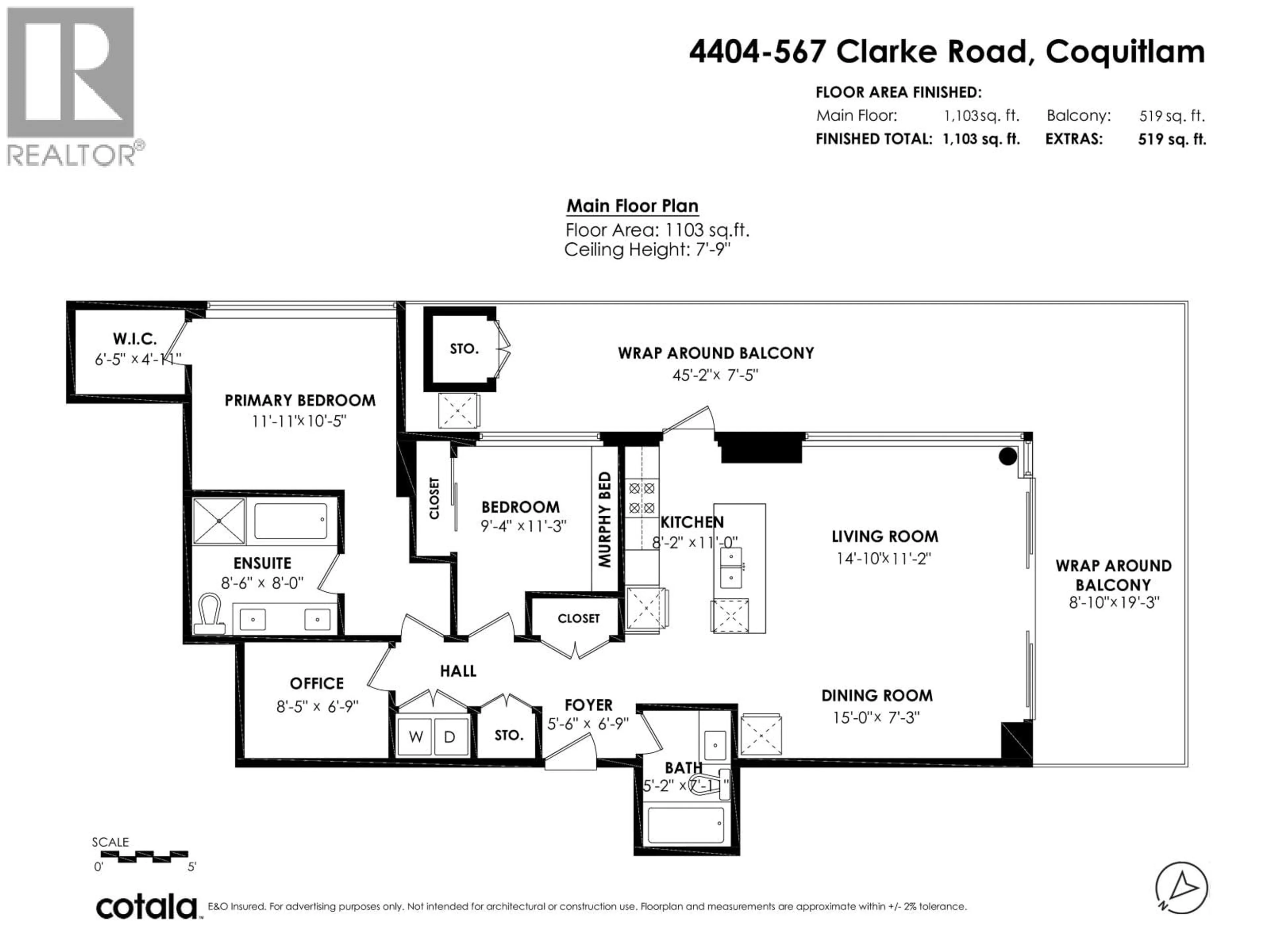 Floor plan for 4404 - 567 CLARKE ROAD, Coquitlam British Columbia V3J0K7