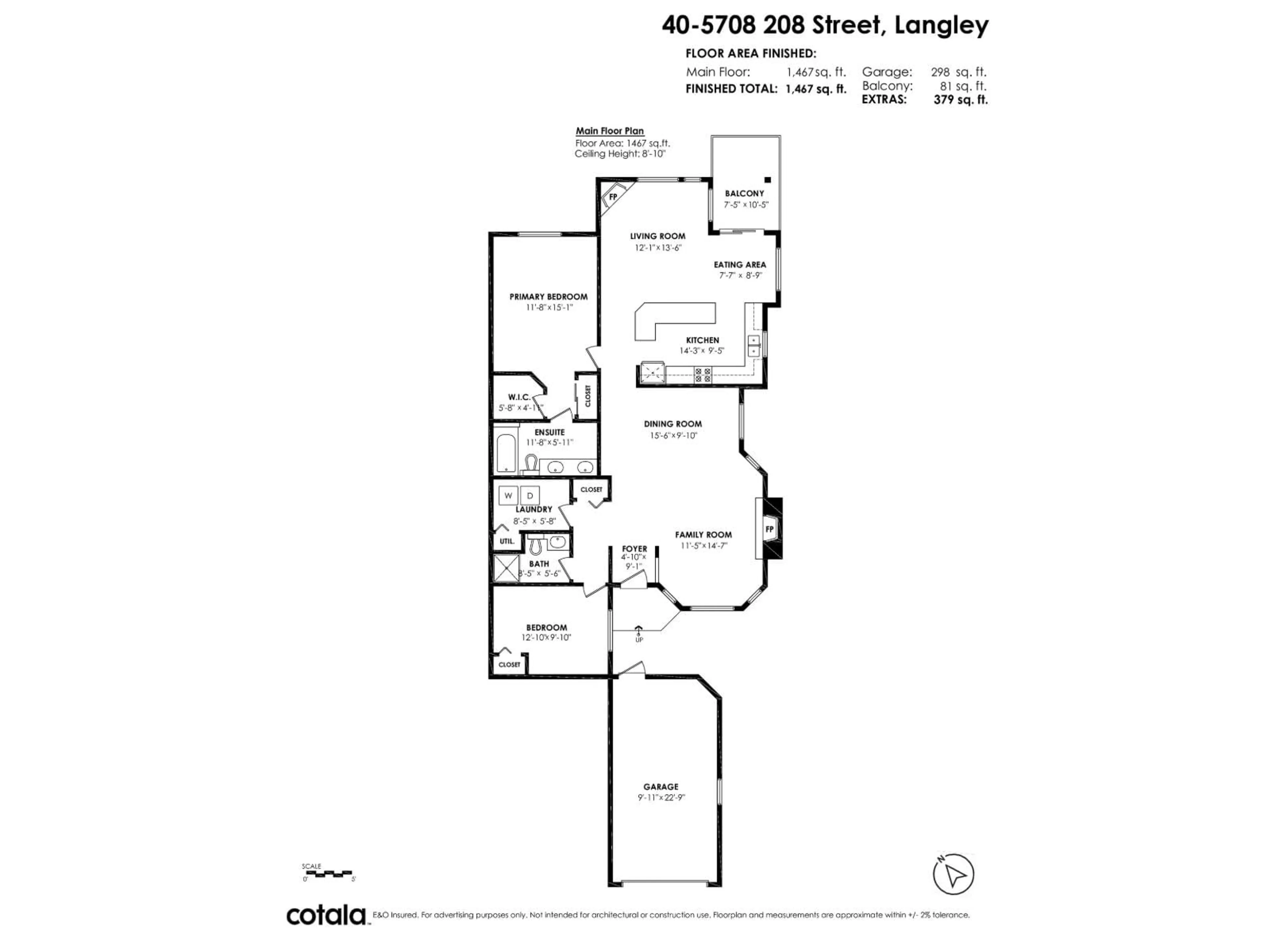 Floor plan for 40 - 5708 208 STREET, Langley British Columbia V3A8L4