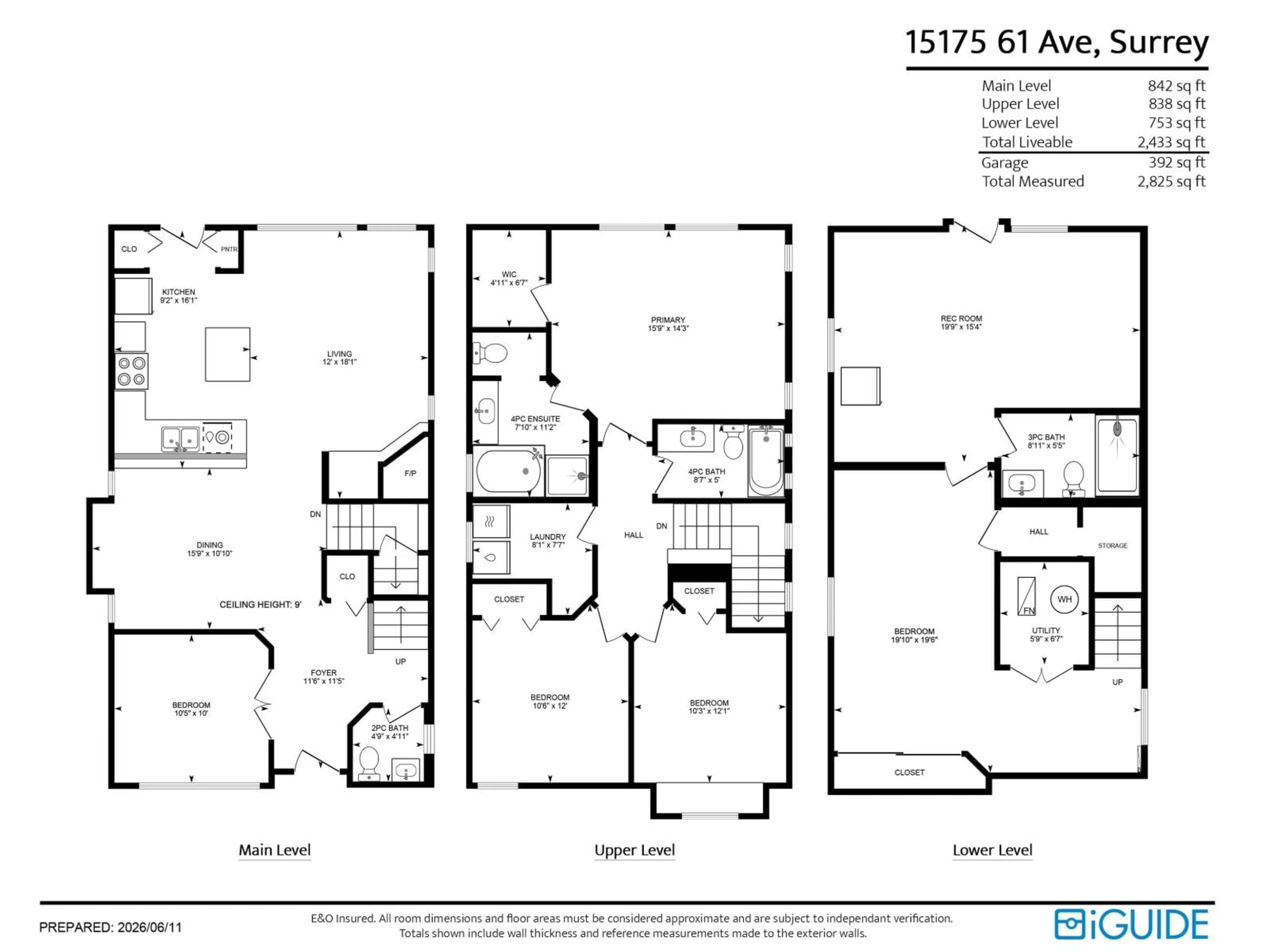 Floor plan for 15175 61 AVENUE, Surrey British Columbia V3S5J7