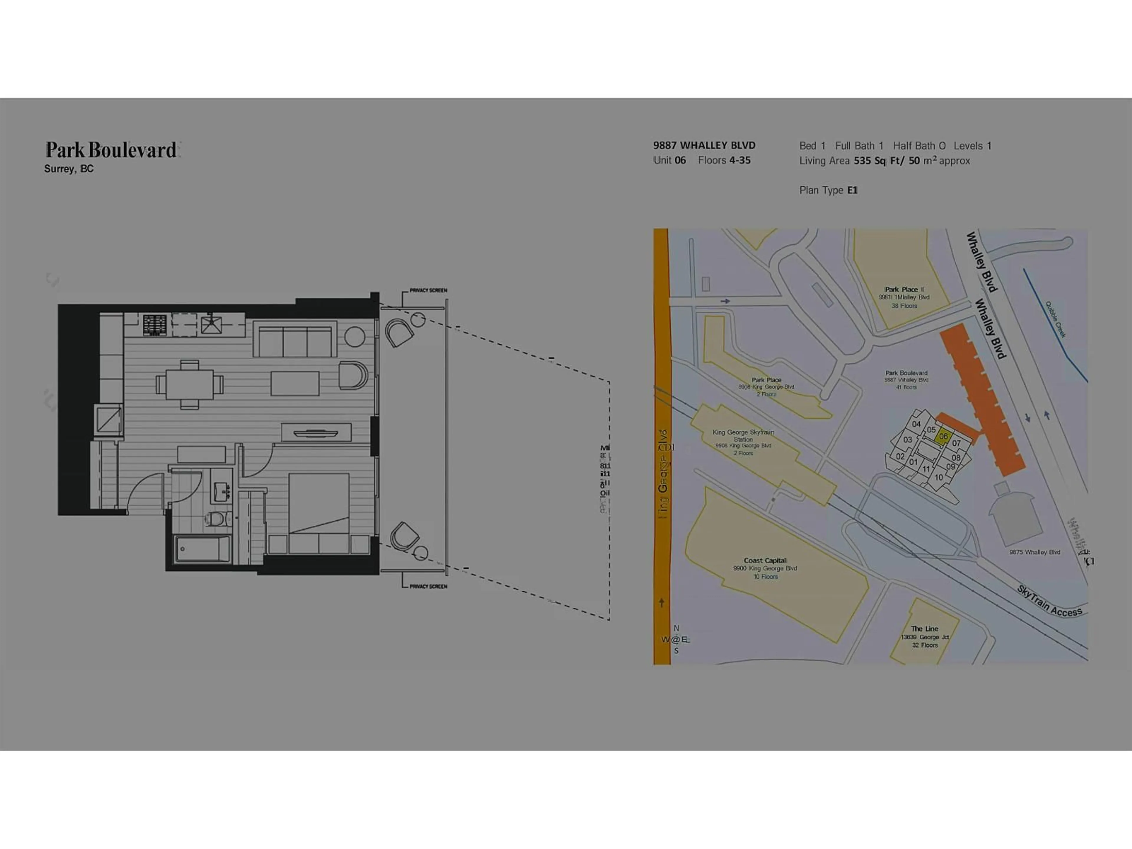 Floor plan for 3506 - 9887 WHALLEY BOULEVARD, Surrey British Columbia V3T0P4
