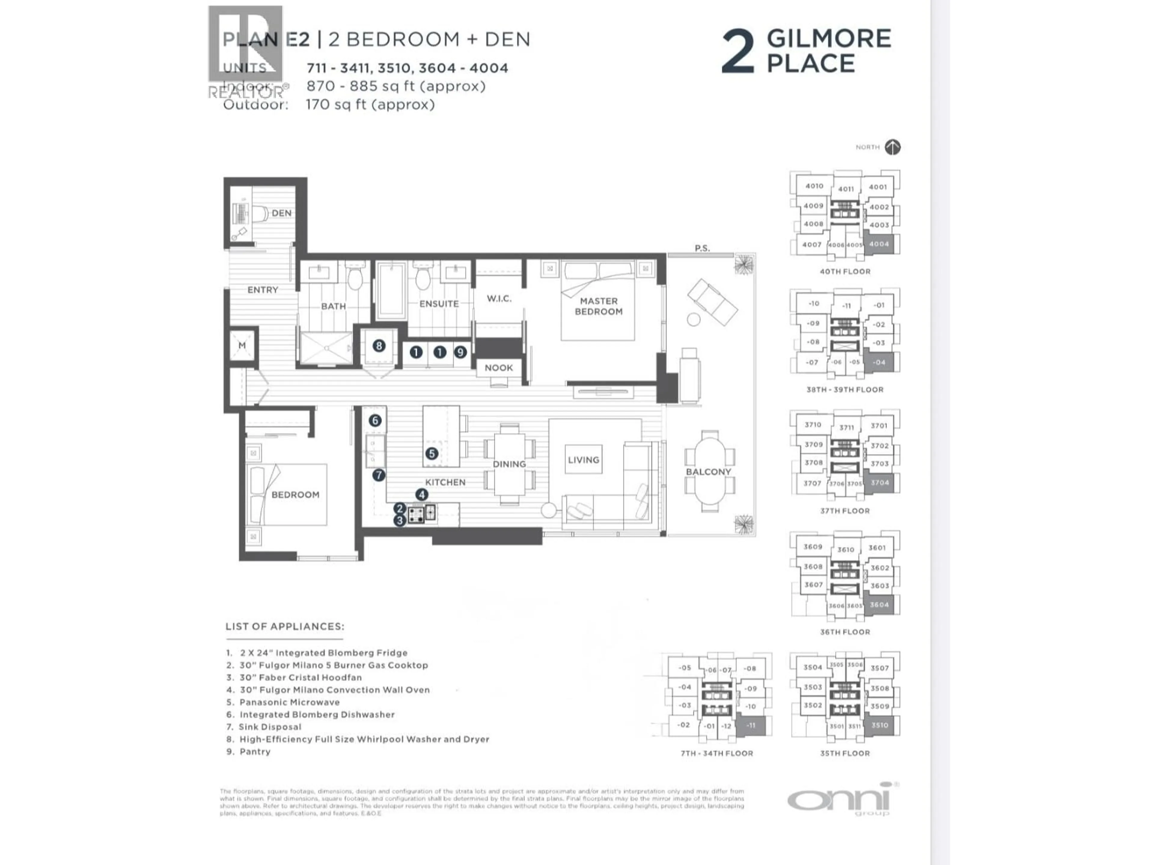 Floor plan for 2811 - 2108 GILMORE AVENUE, Burnaby British Columbia V5C0N8