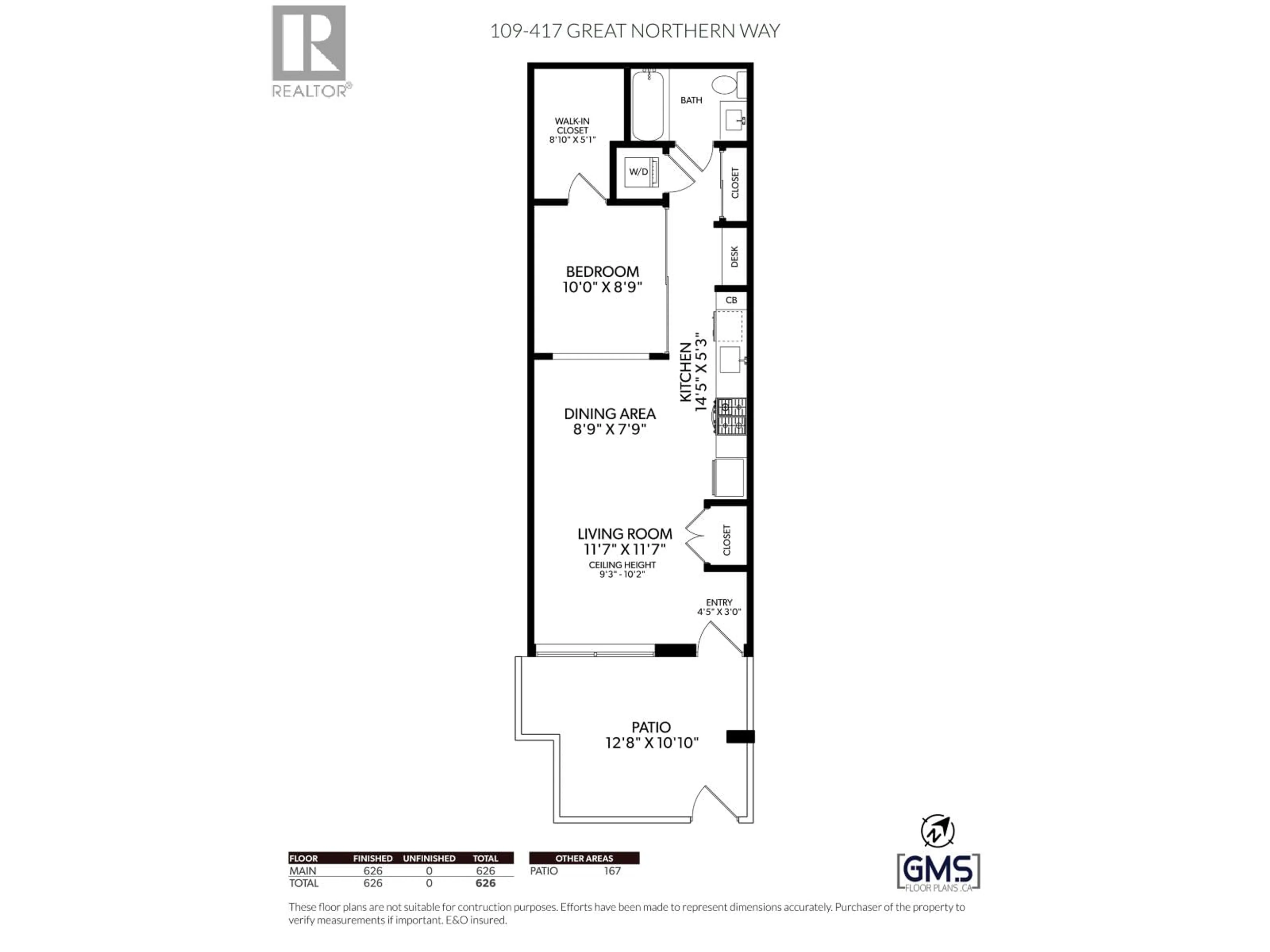 Floor plan for 109 - 417 GREAT NORTHERN WAY, Vancouver British Columbia V5T0G7