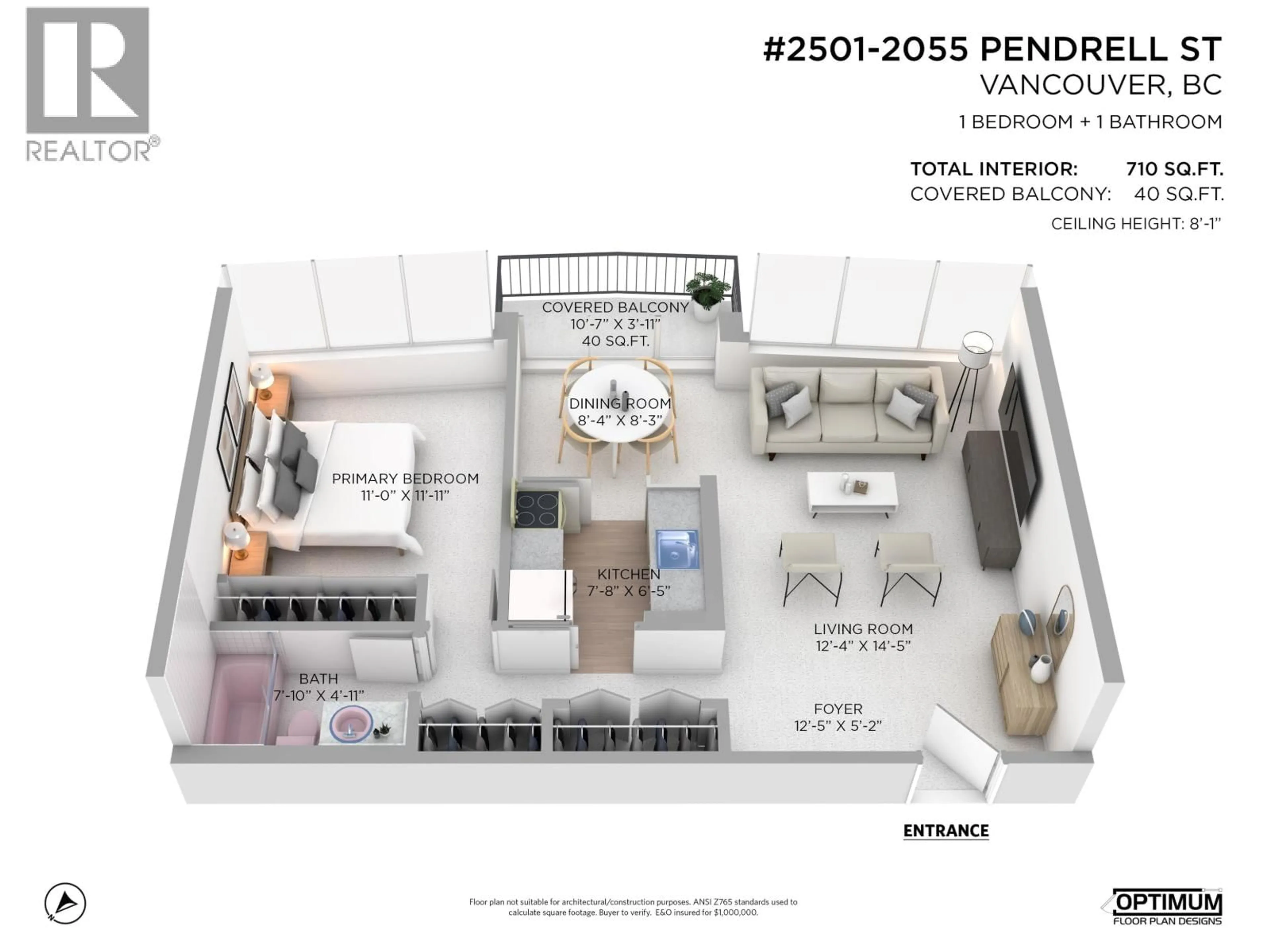 Floor plan for 2501 2055 PENDRELL STREET, Vancouver British Columbia V6G1T9