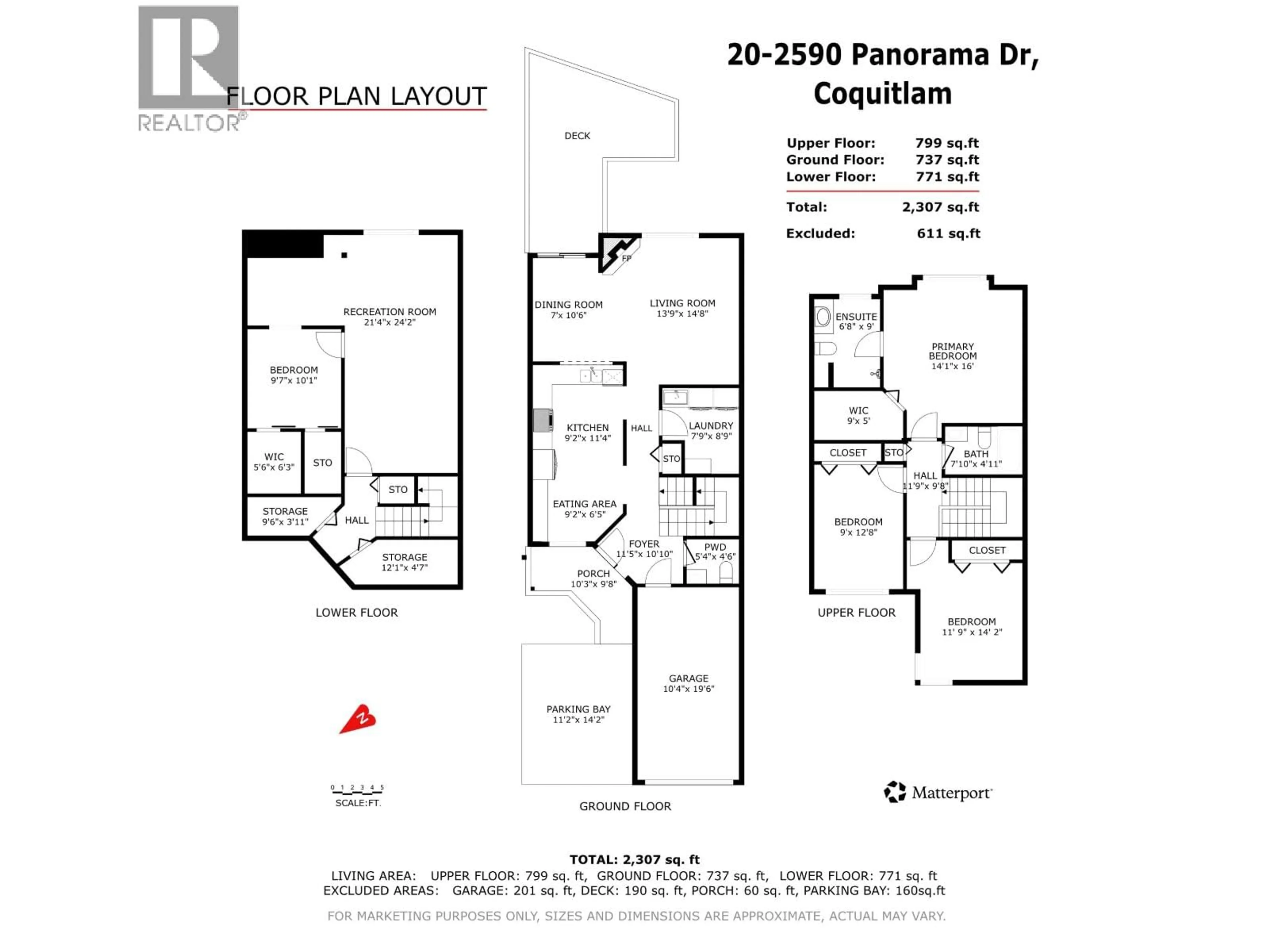 Floor plan for 20 - 2590 PANORAMA DRIVE, Coquitlam British Columbia V3E2W9