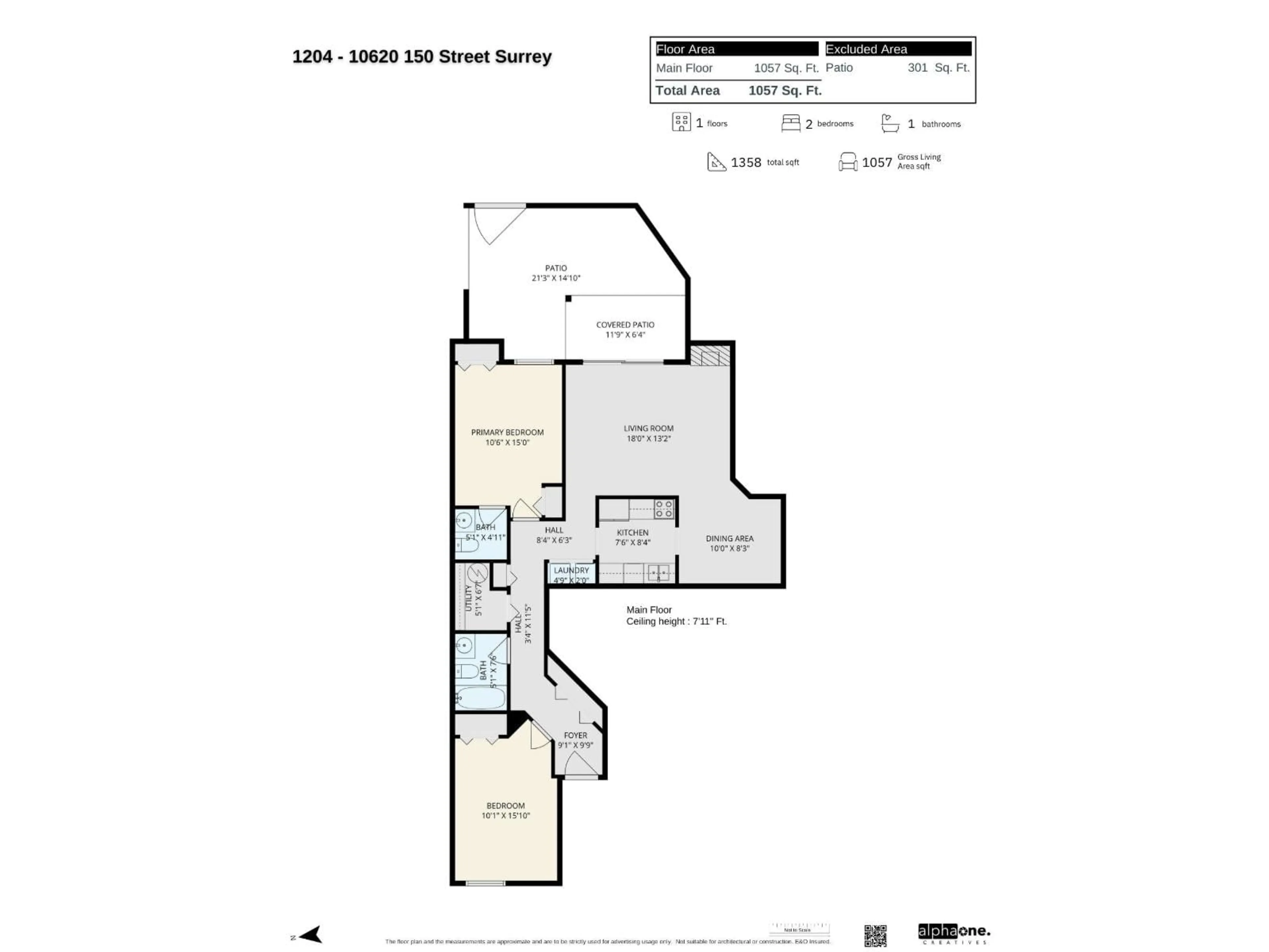 Floor plan for 1204 - 10620 150 STREET, Surrey British Columbia V3R7S1