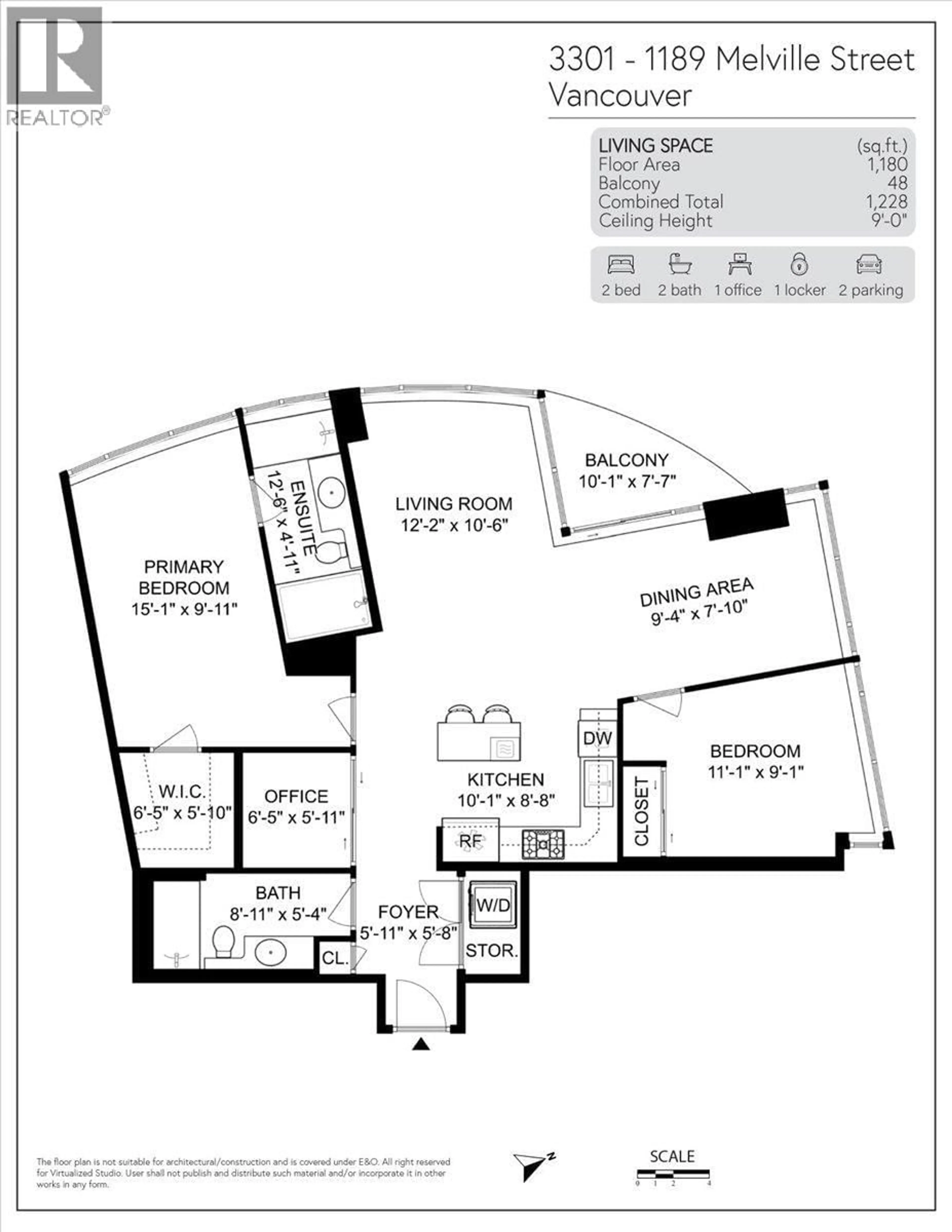 Floor plan for 3301 - 1189 MELVILLE STREET, Vancouver British Columbia V6E4T8