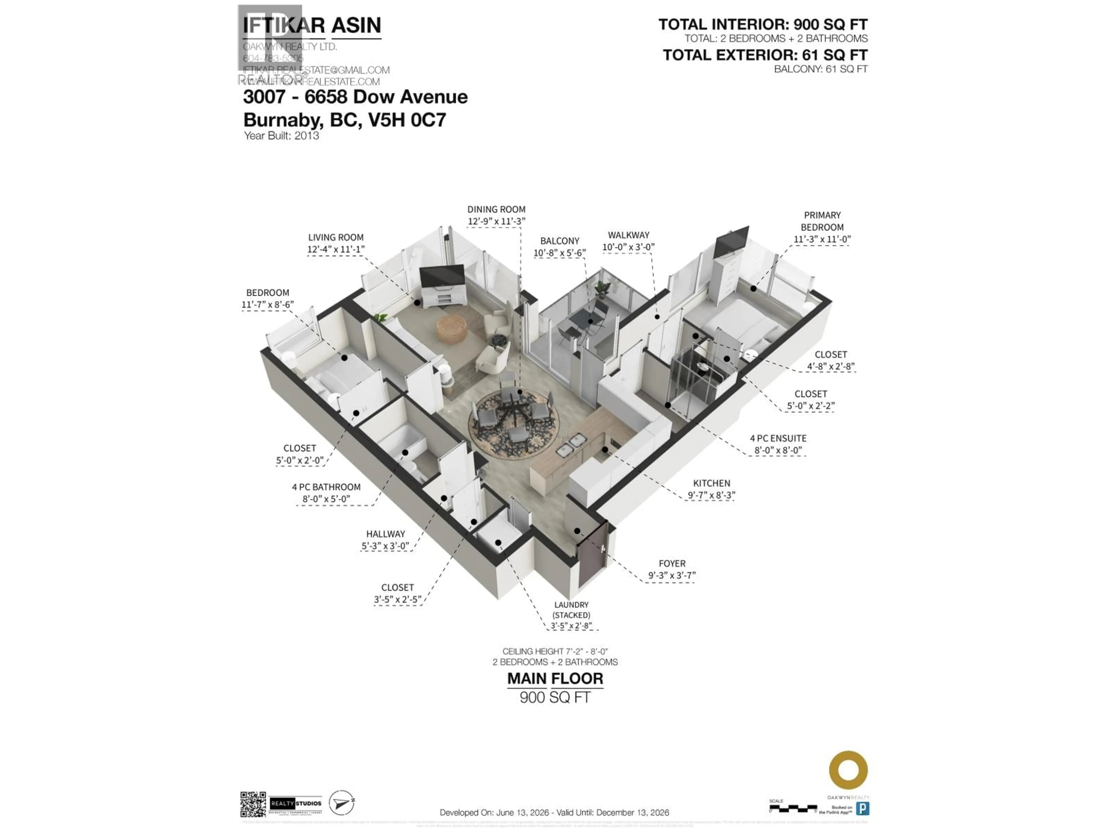 Floor plan for 3007 - 6658 DOW AVENUE, Burnaby British Columbia V5H0C7
