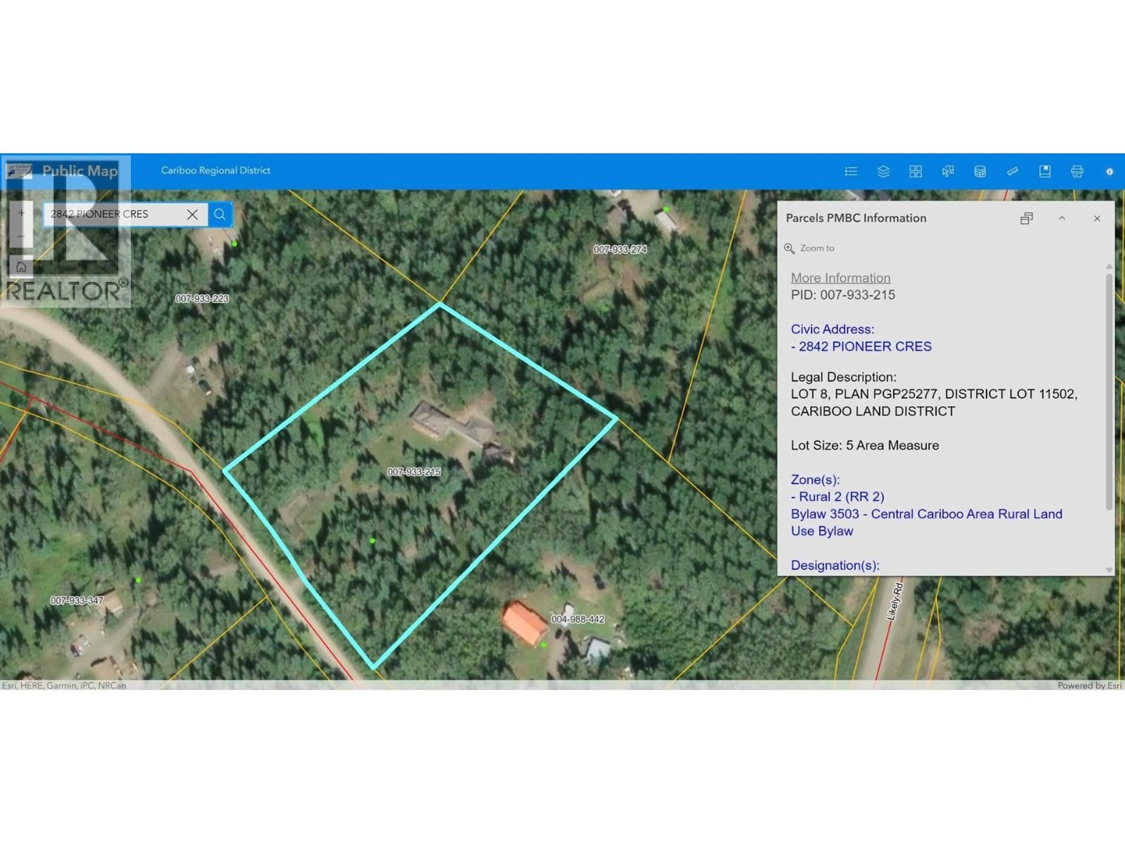 A pic from outside/outdoor area/front of a property/back of a property/a pic from drone, forest/trees view for 2842 PIONEER CRESCENT, 150 Mile House British Columbia V0K2G0