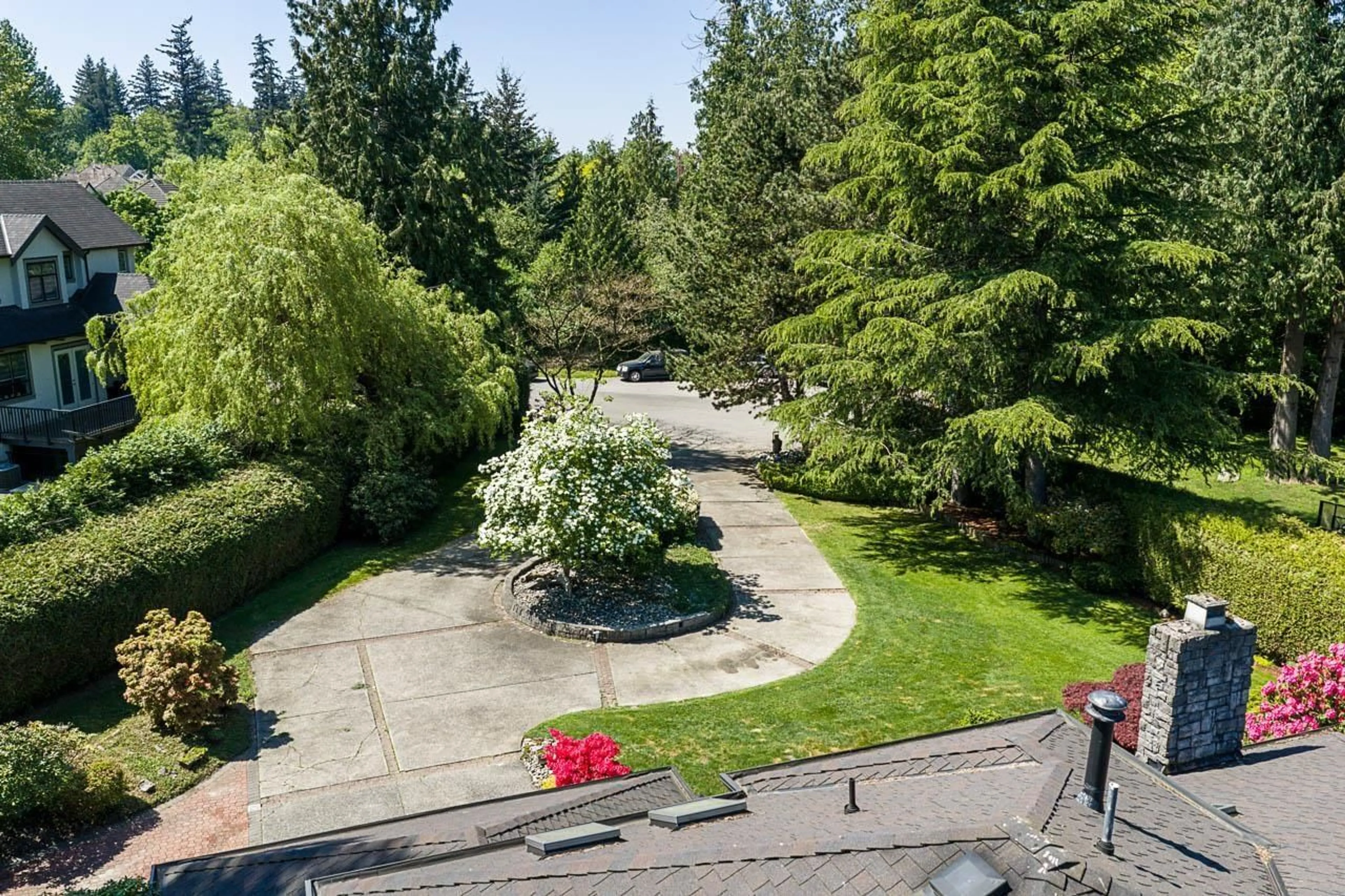 A pic from outside/outdoor area/front of a property/back of a property/a pic from drone, forest/trees view for 3892 155 STREET, Surrey British Columbia V3Z0G7
