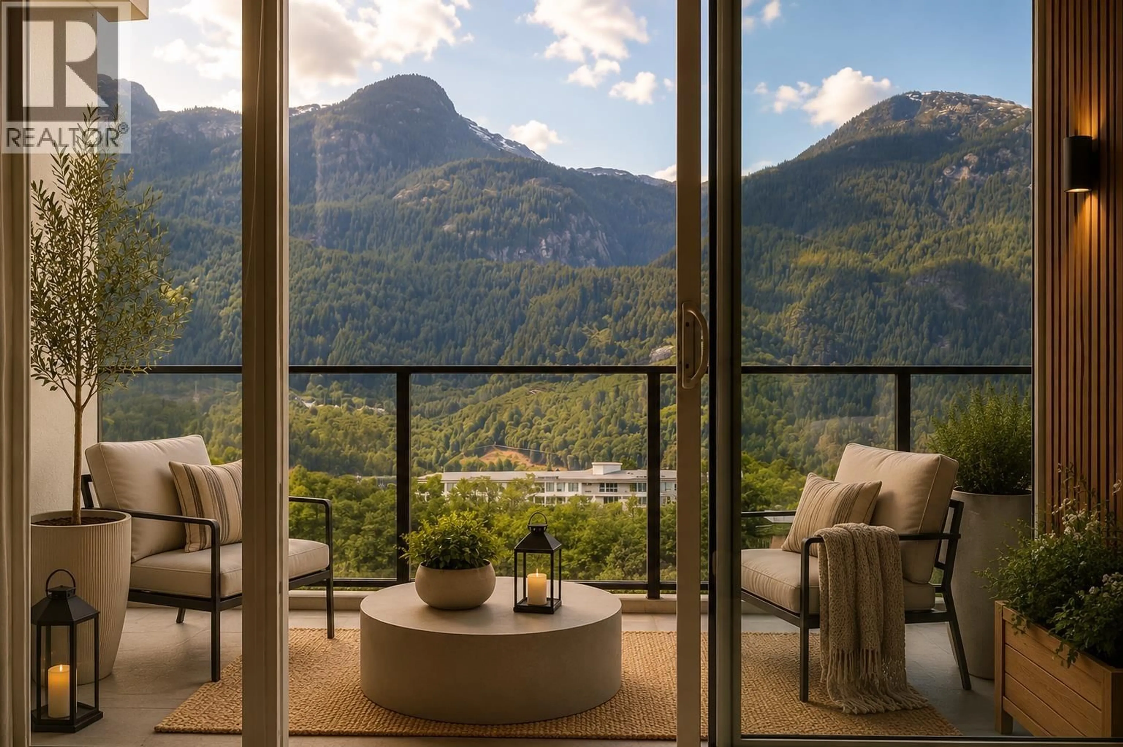 Balcony in the apartment, mountain view for 611 - 37881 CLEVELAND AVENUE, Squamish British Columbia V8B0Z7