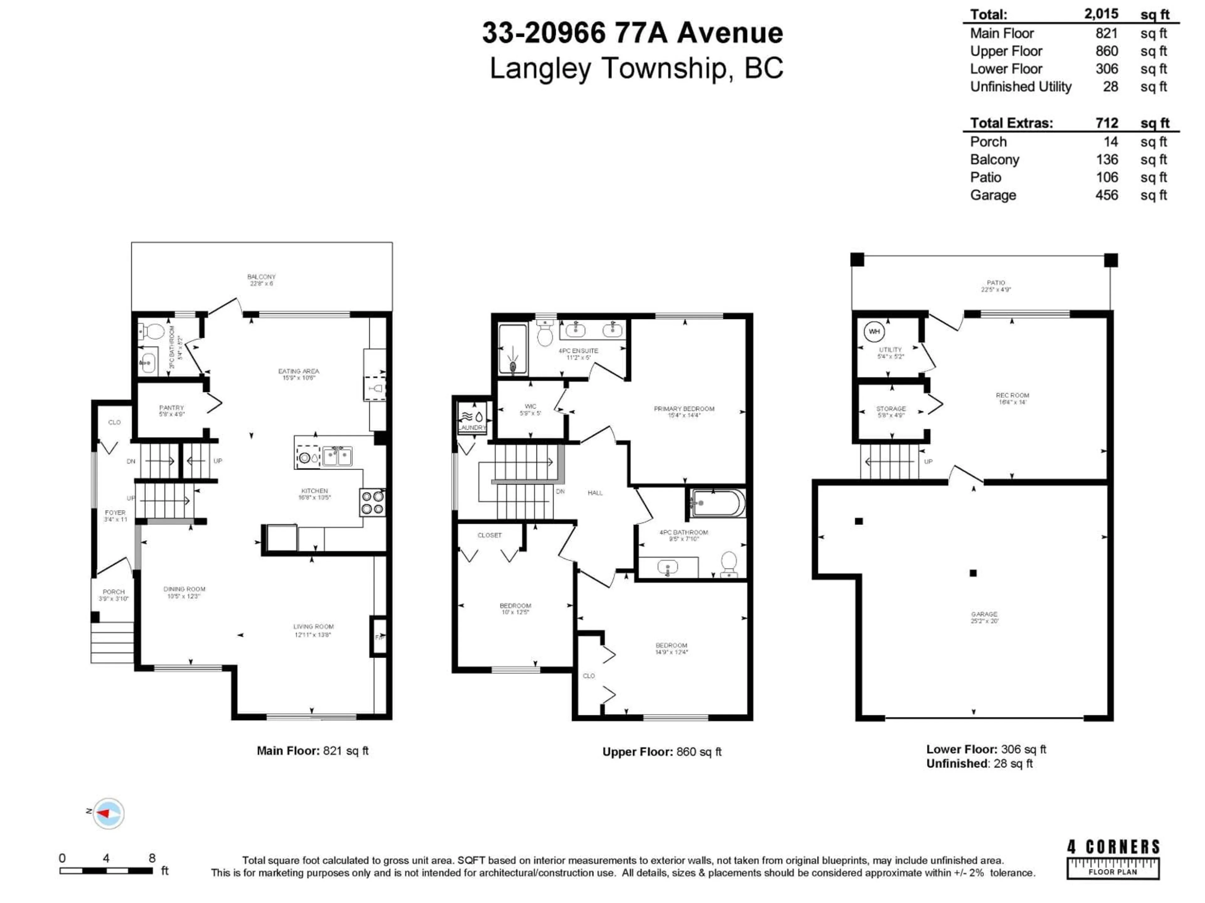 Floor plan for 33 - 20966 77A AVENUE, Langley British Columbia V2Y0K9