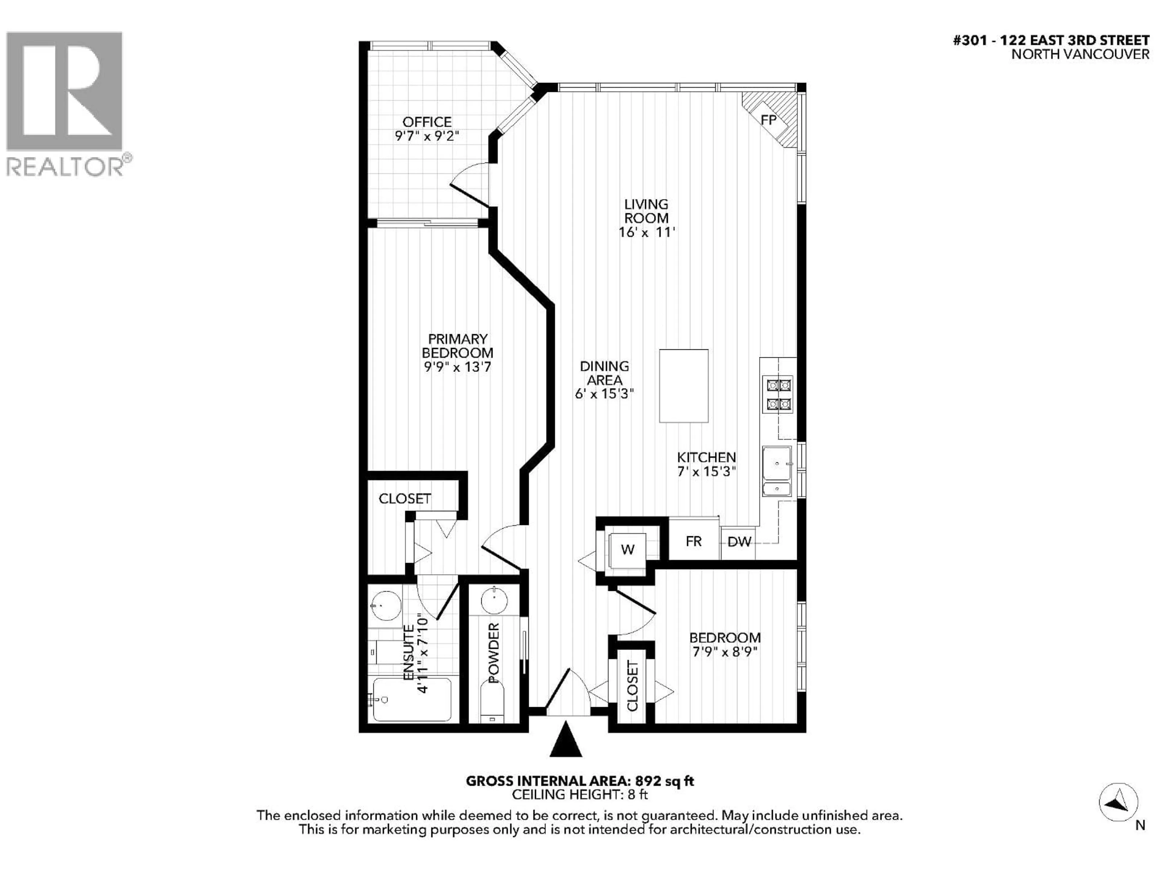 Floor plan for 301 - 122 3RD STREET, North Vancouver British Columbia V7L1E6