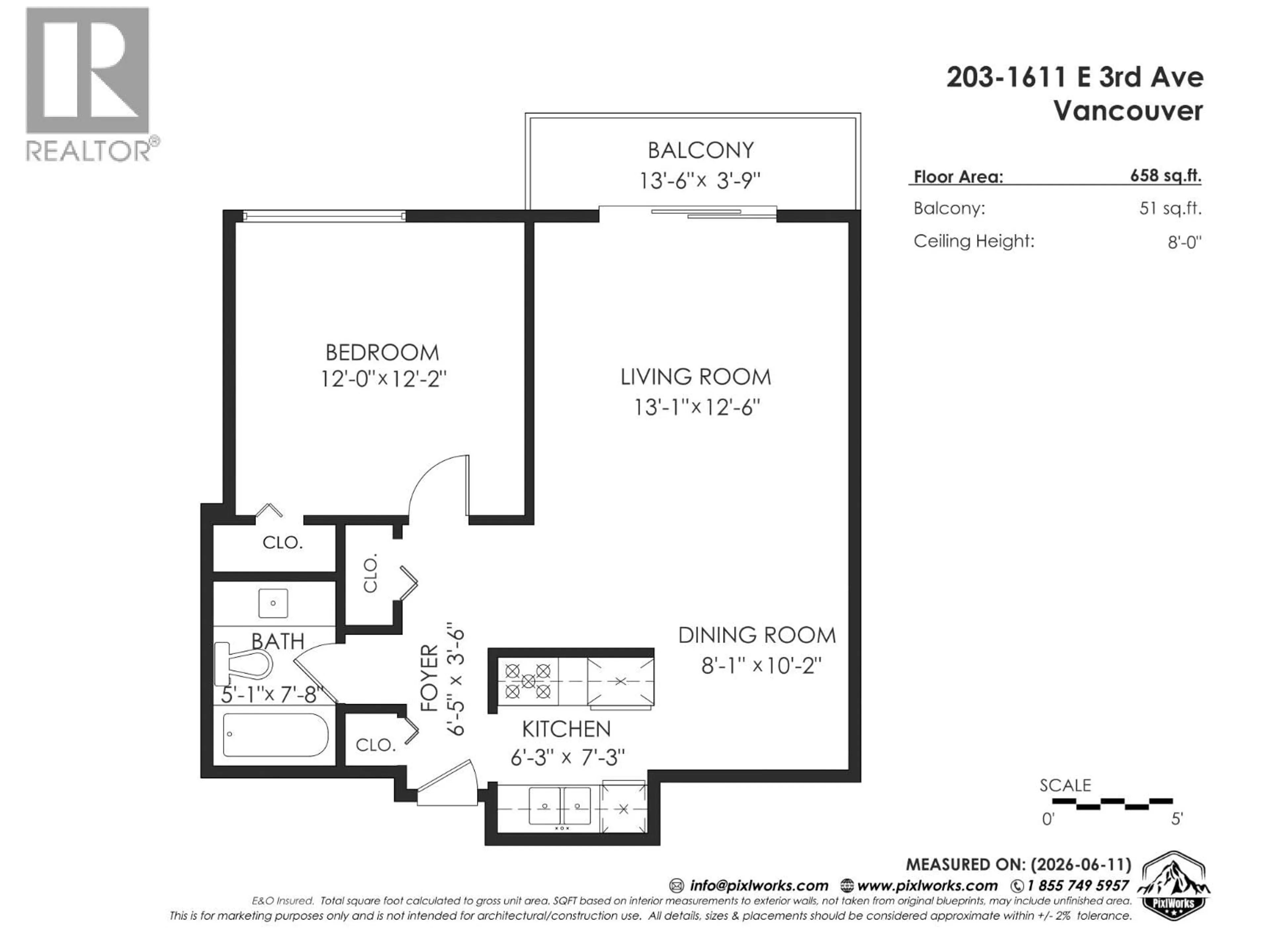 Floor plan for 203 - 1611 3RD AVENUE, Vancouver British Columbia V5N1H1