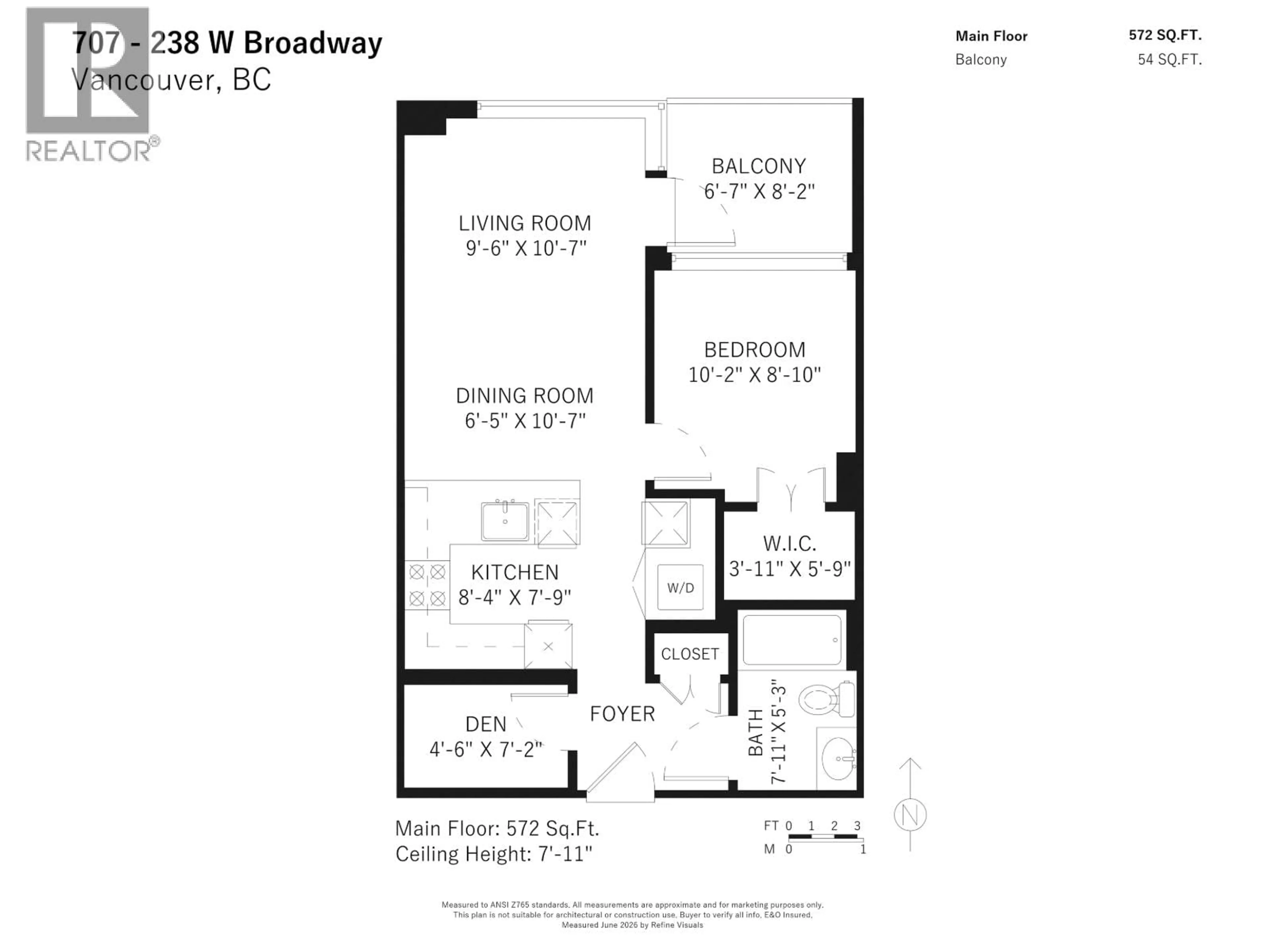 Floor plan for 707 - 238 BROADWAY, Vancouver British Columbia V5Y0L2