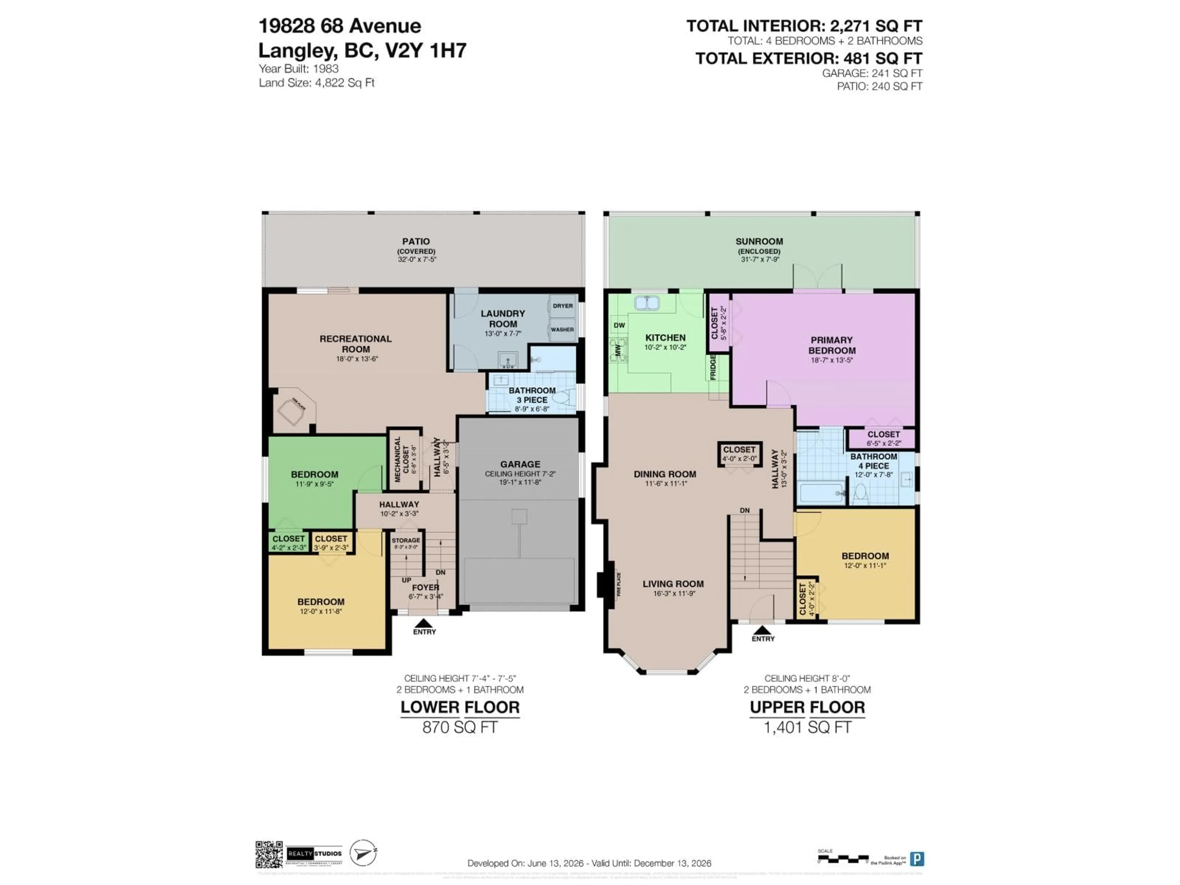 Floor plan for 19828 68 AVENUE, Langley British Columbia V2Y1H7
