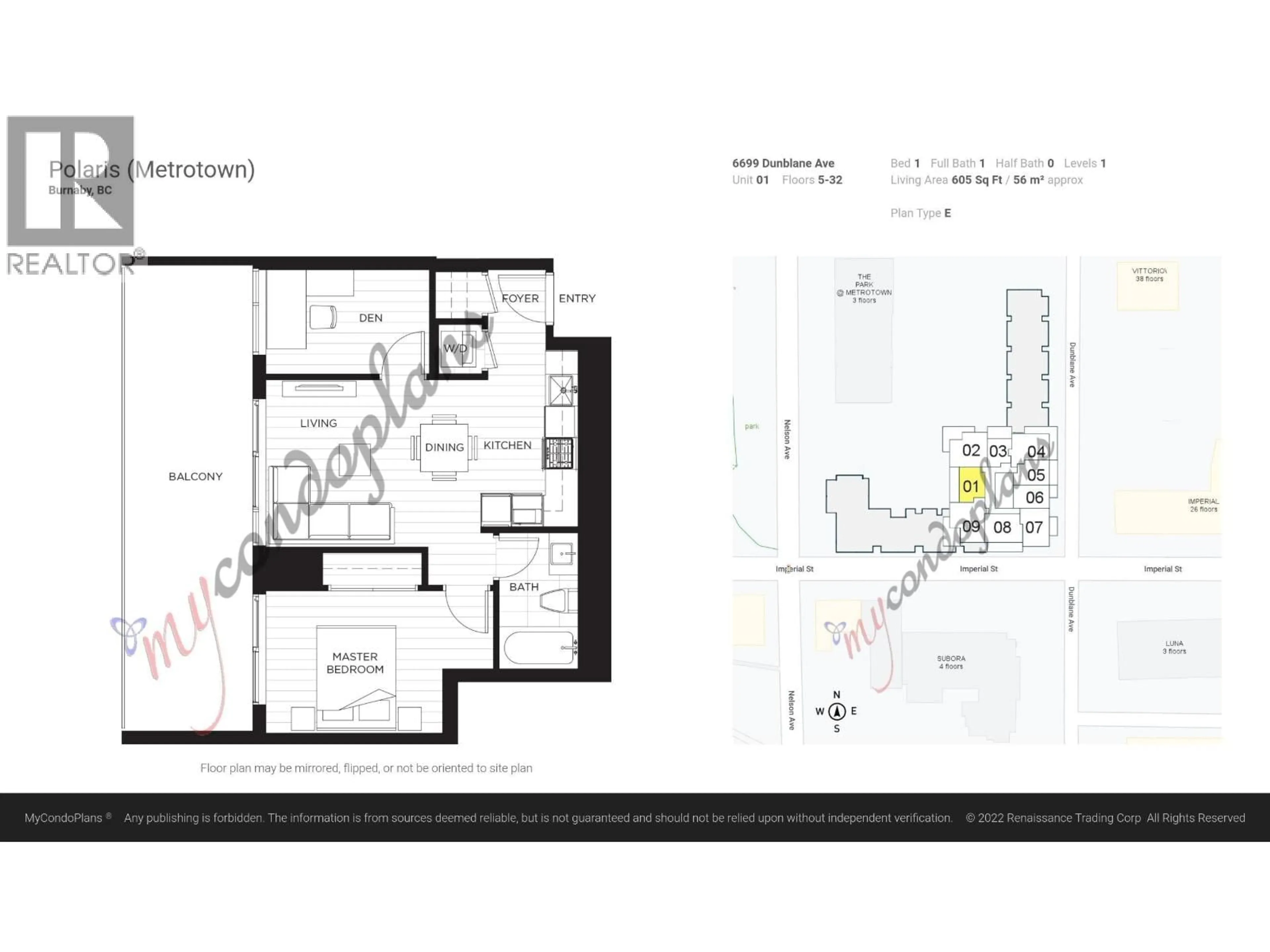 Floor plan for 3101 - 6699 DUNBLANE AVENUE, Burnaby British Columbia V5H0J8