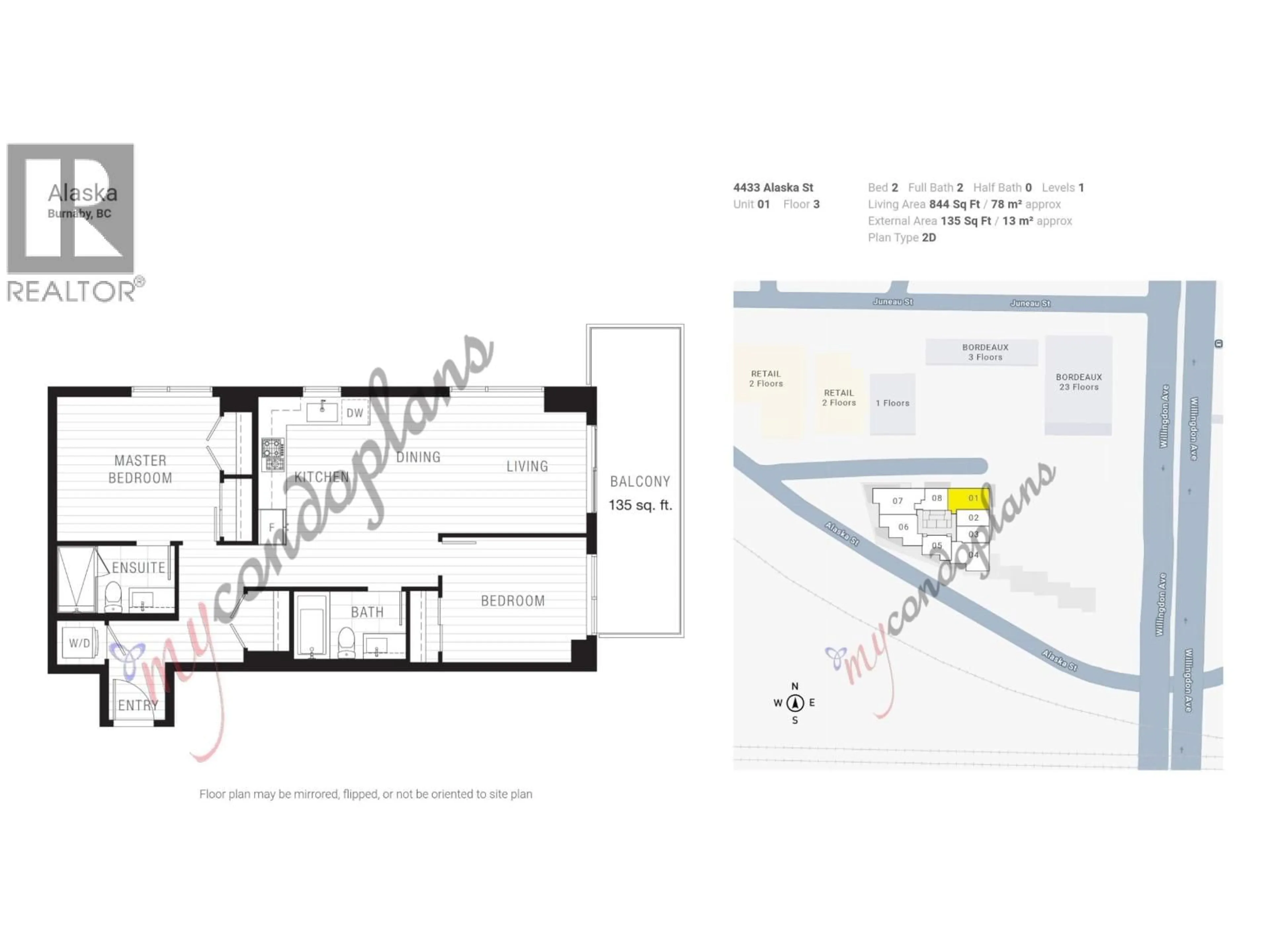 Floor plan for 301 - 4433 ALASKA STREET, Burnaby British Columbia V5C5T3