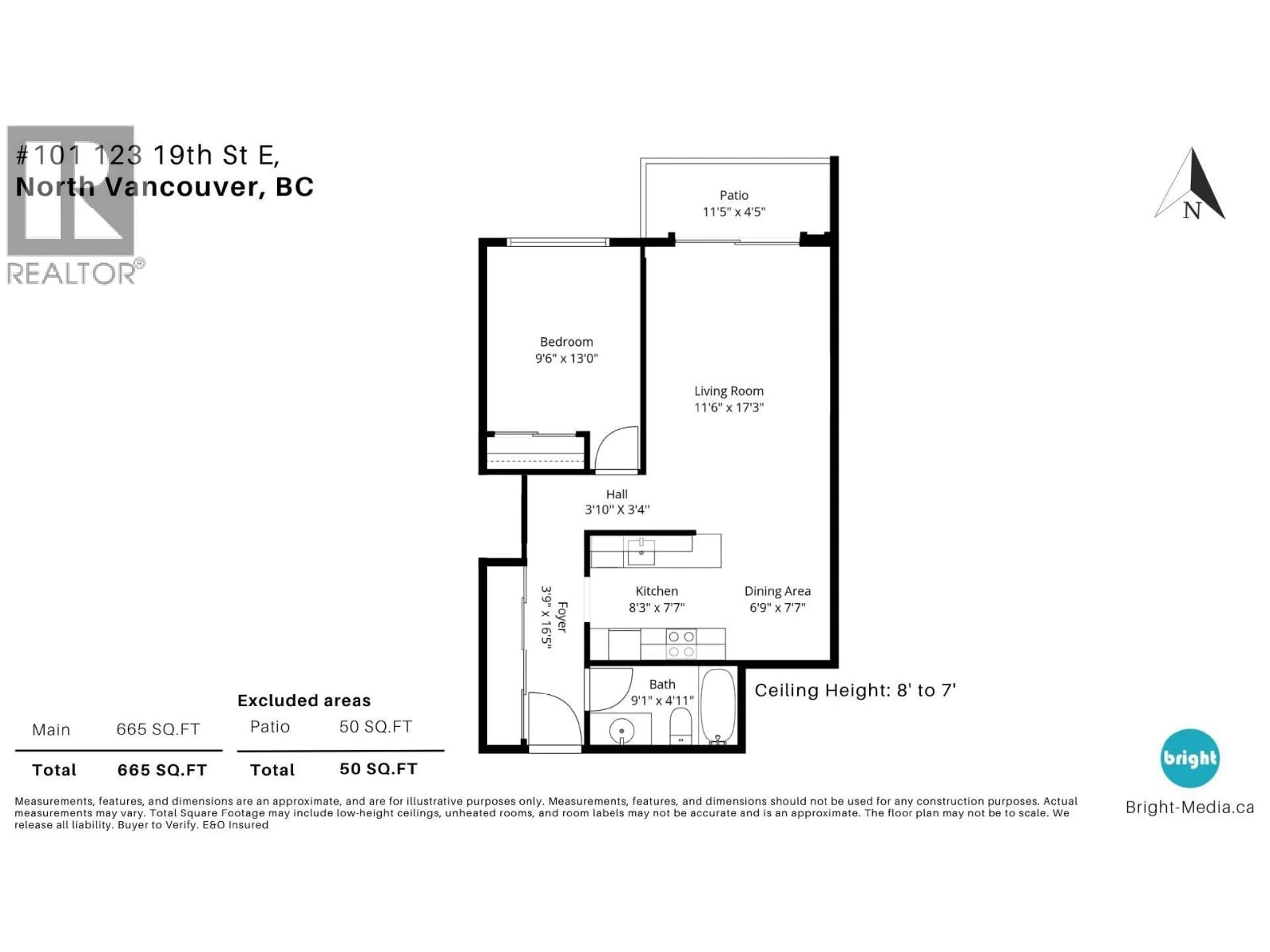 Floor plan for 101 - 123 19TH STREET, North Vancouver British Columbia V7L2Y9