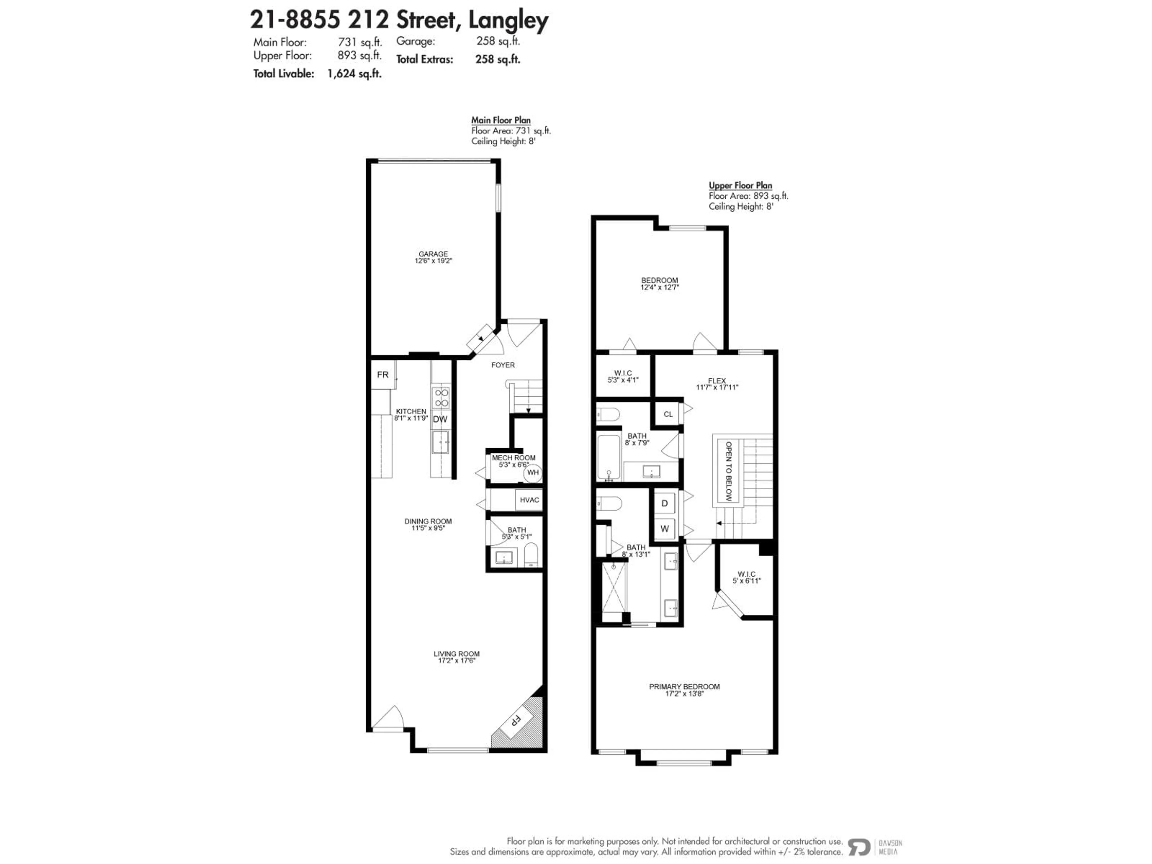 Floor plan for 21 - 8855 212 STREET, Langley British Columbia V1M2G8