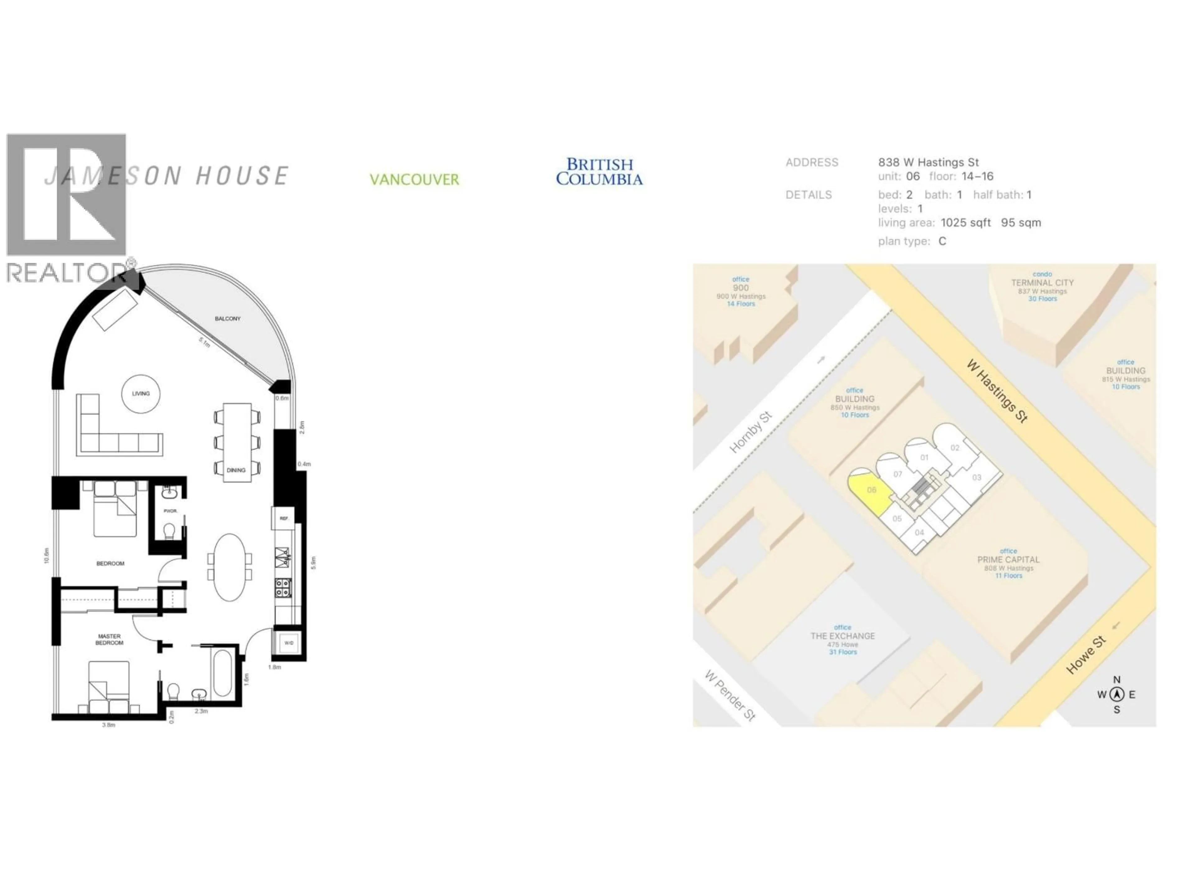 Floor plan for 1406 - 838 HASTINGS STREET, Vancouver British Columbia V6C0A6