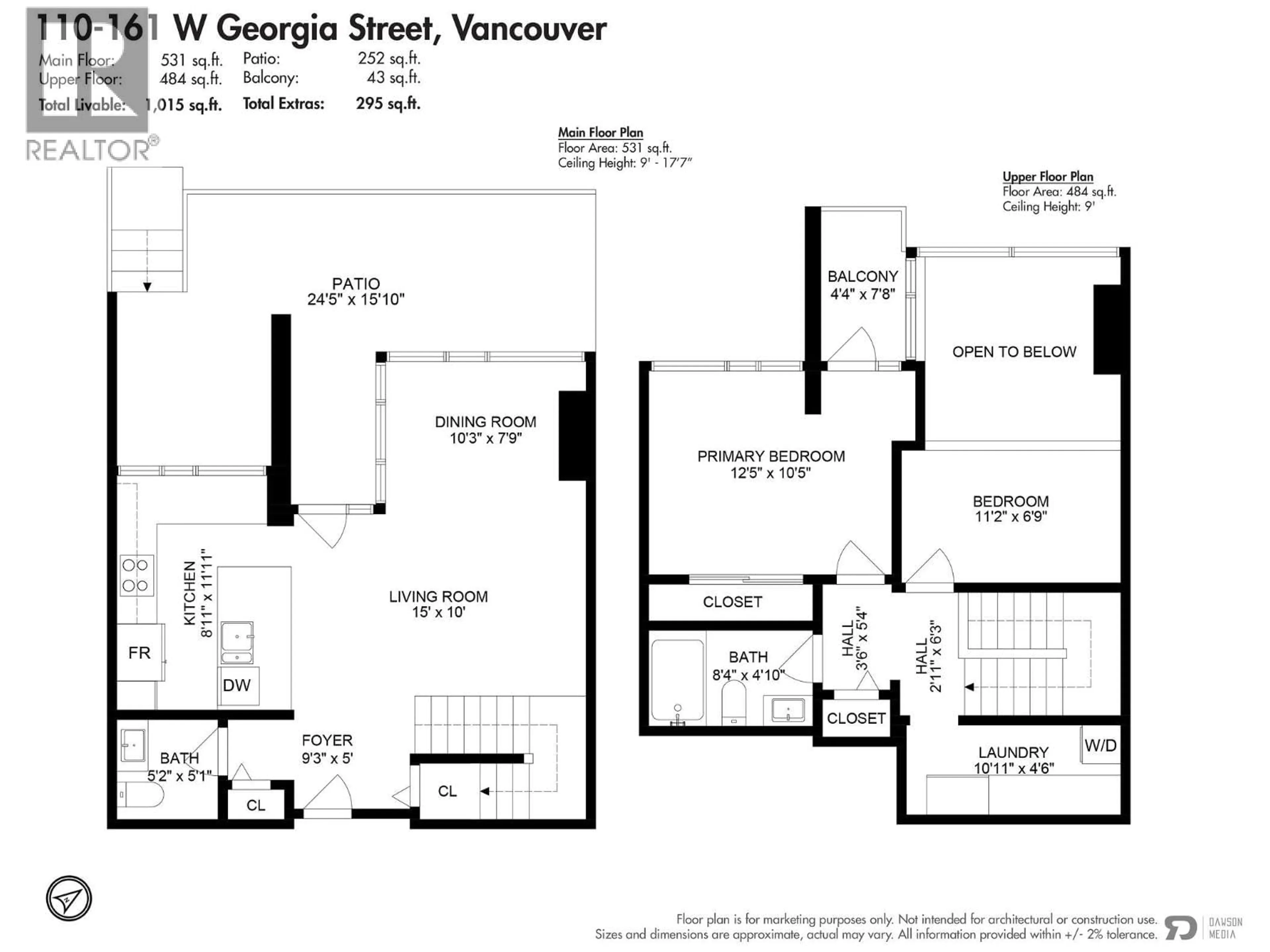 Floor plan for 110 - 161 GEORGIA STREET, Vancouver British Columbia V6B0K9