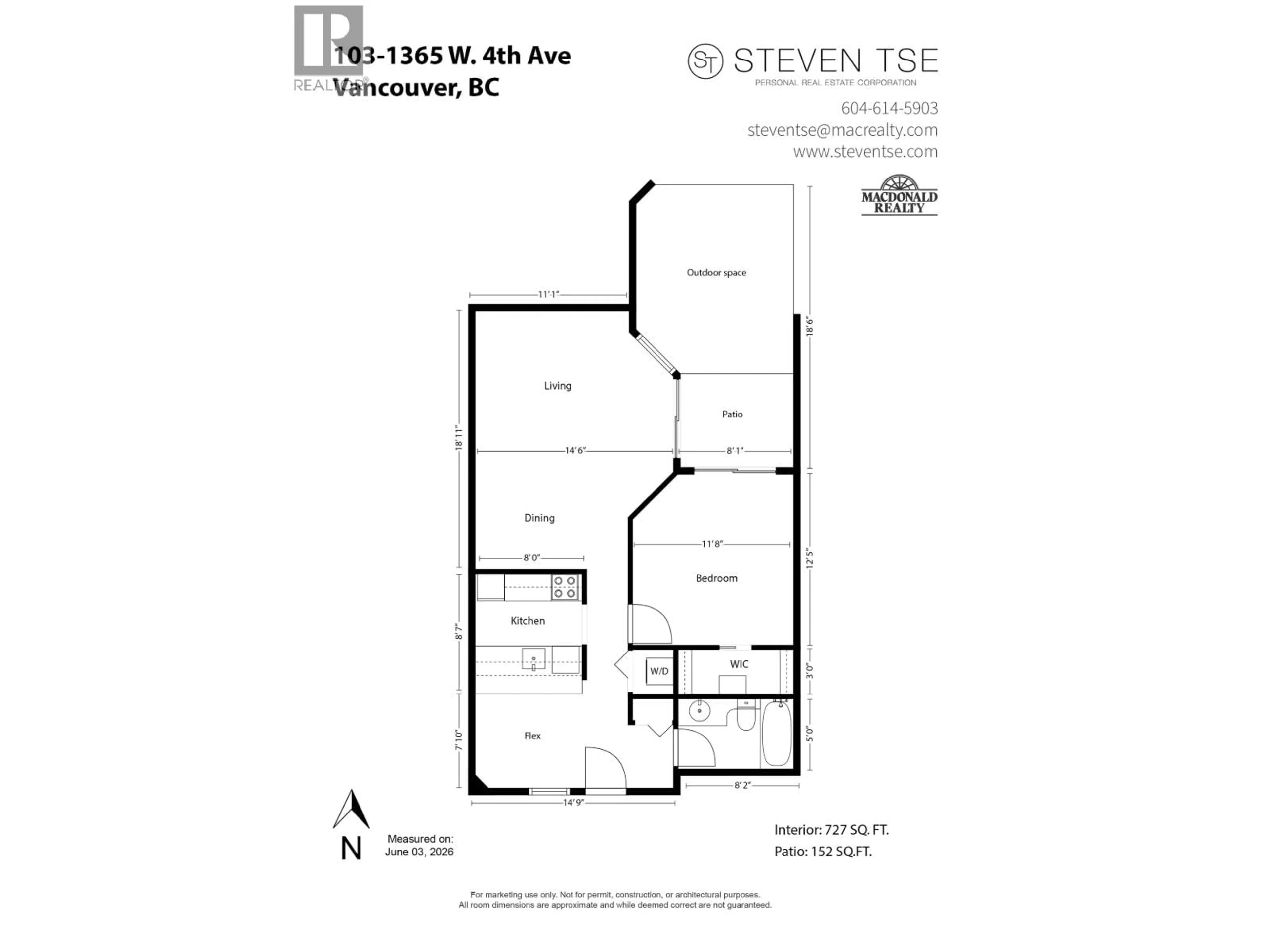 Floor plan for 103 - 1365 4TH AVENUE, Vancouver British Columbia V6H3Y8