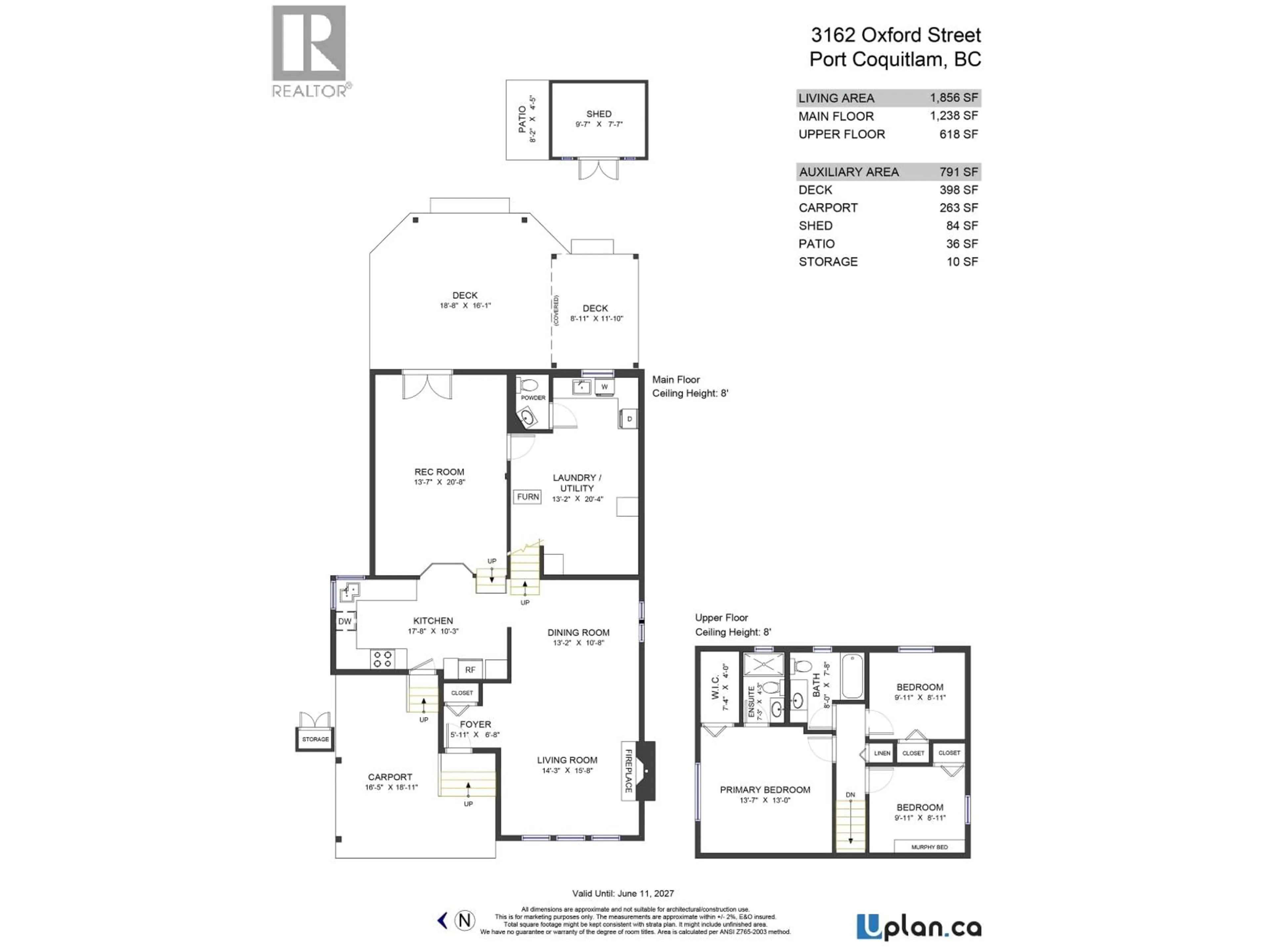 Floor plan for 3162 OXFORD STREET, Port Coquitlam British Columbia V3B4C5