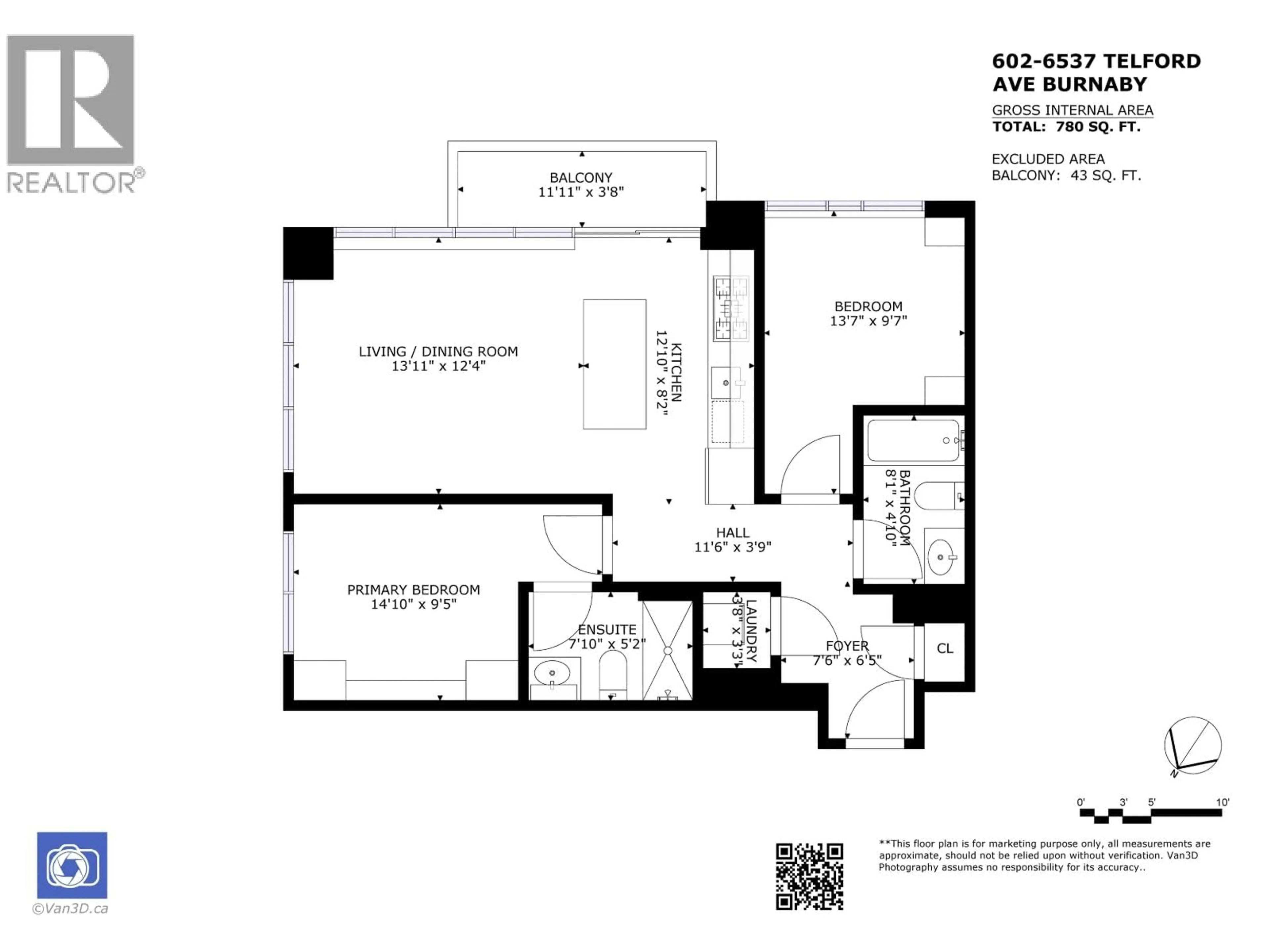 Floor plan for 602 - 6537 TELFORD AVENUE, Burnaby British Columbia V5H0K9
