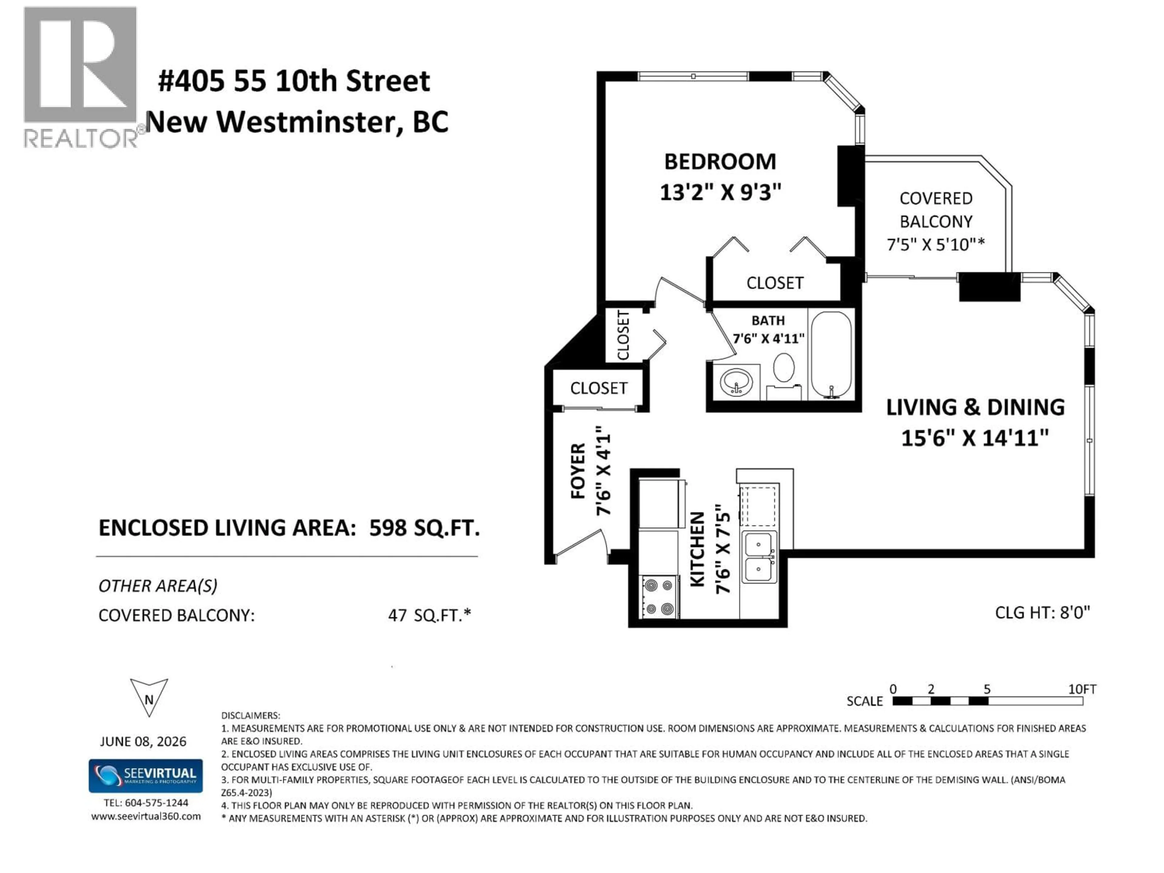Floor plan for 405 - 55 TENTH STREET, New Westminster British Columbia V3M6R5