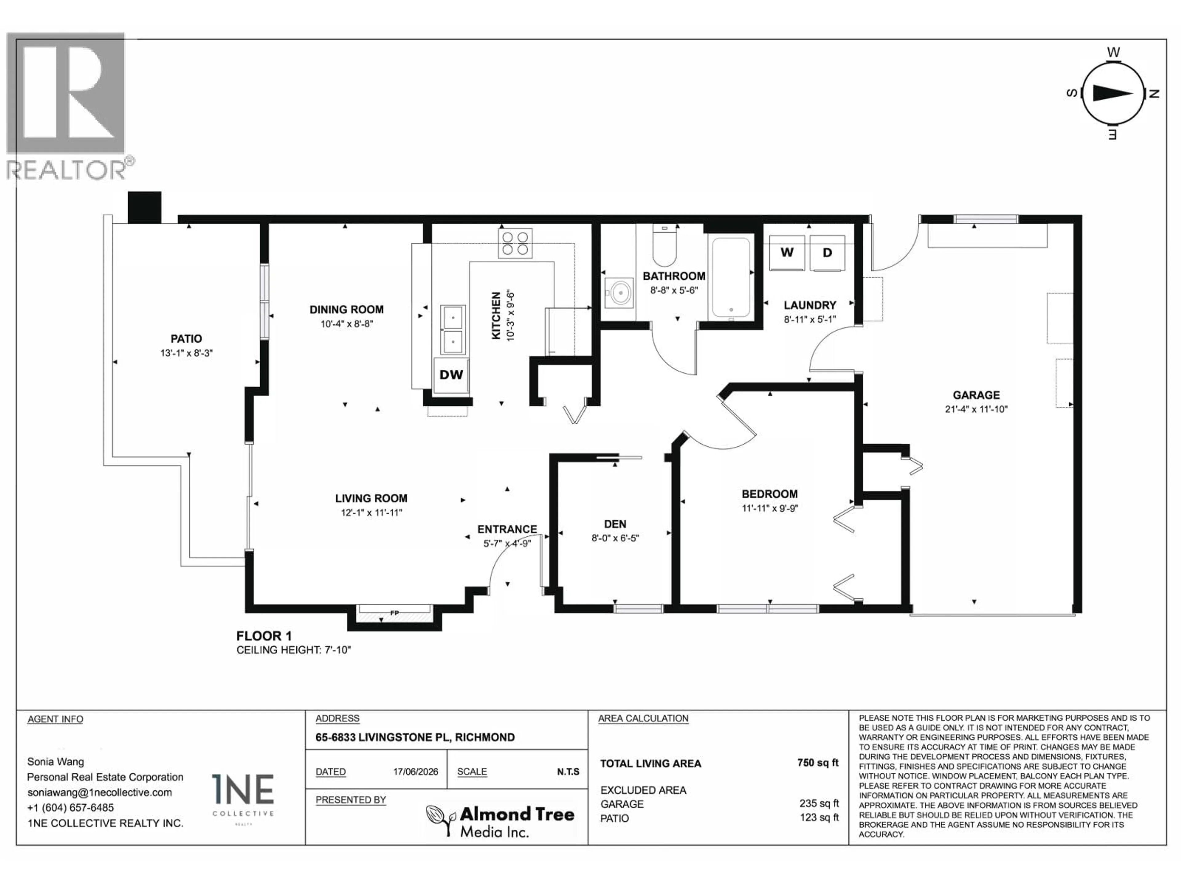 Floor plan for 65 - 6833 LIVINGSTONE PLACE, Richmond British Columbia V7C5T1