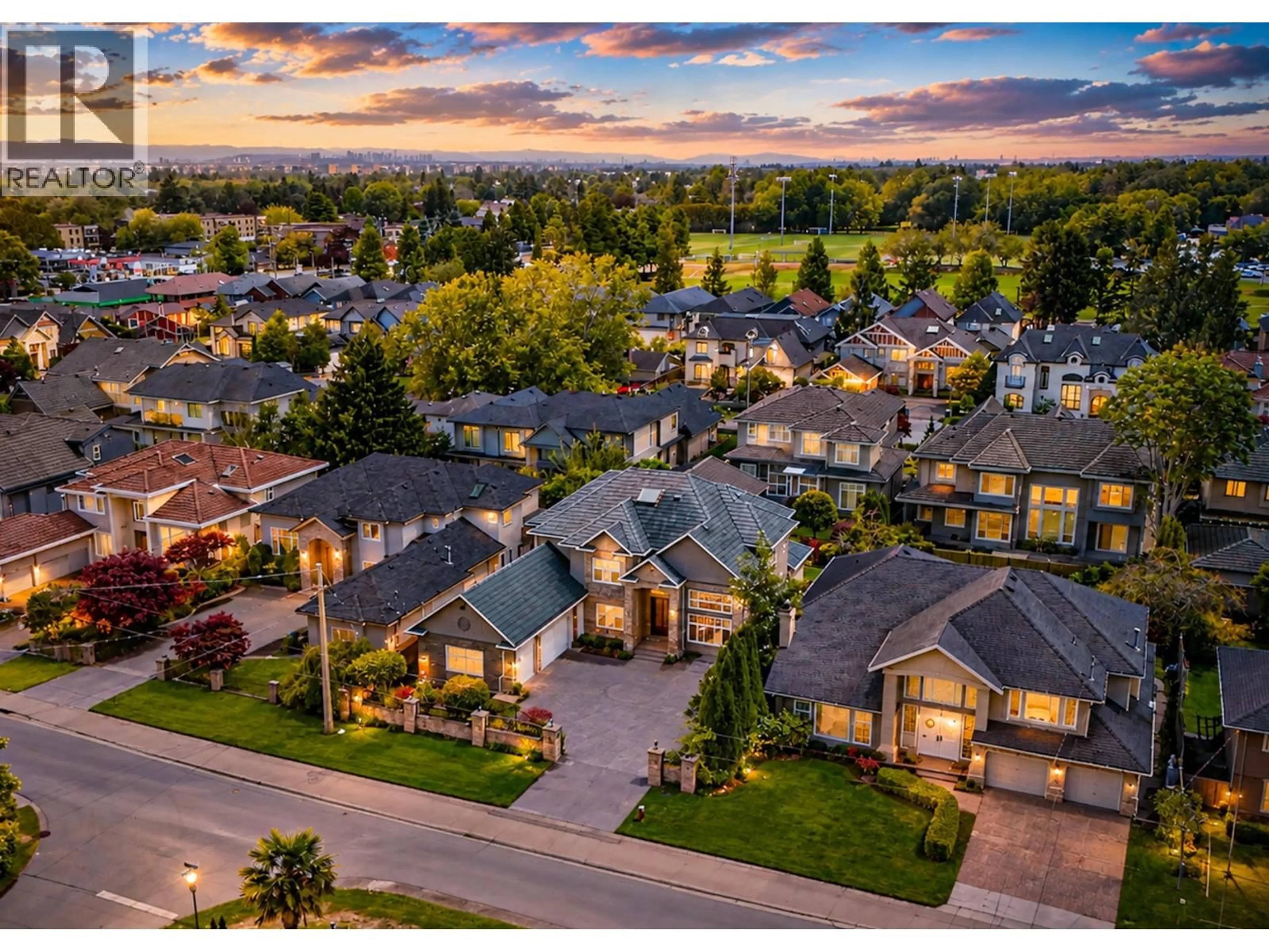 A pic from outside/outdoor area/front of a property/back of a property/a pic from drone, mountain view for 9140 DIAMOND ROAD, Richmond British Columbia V7E1P3