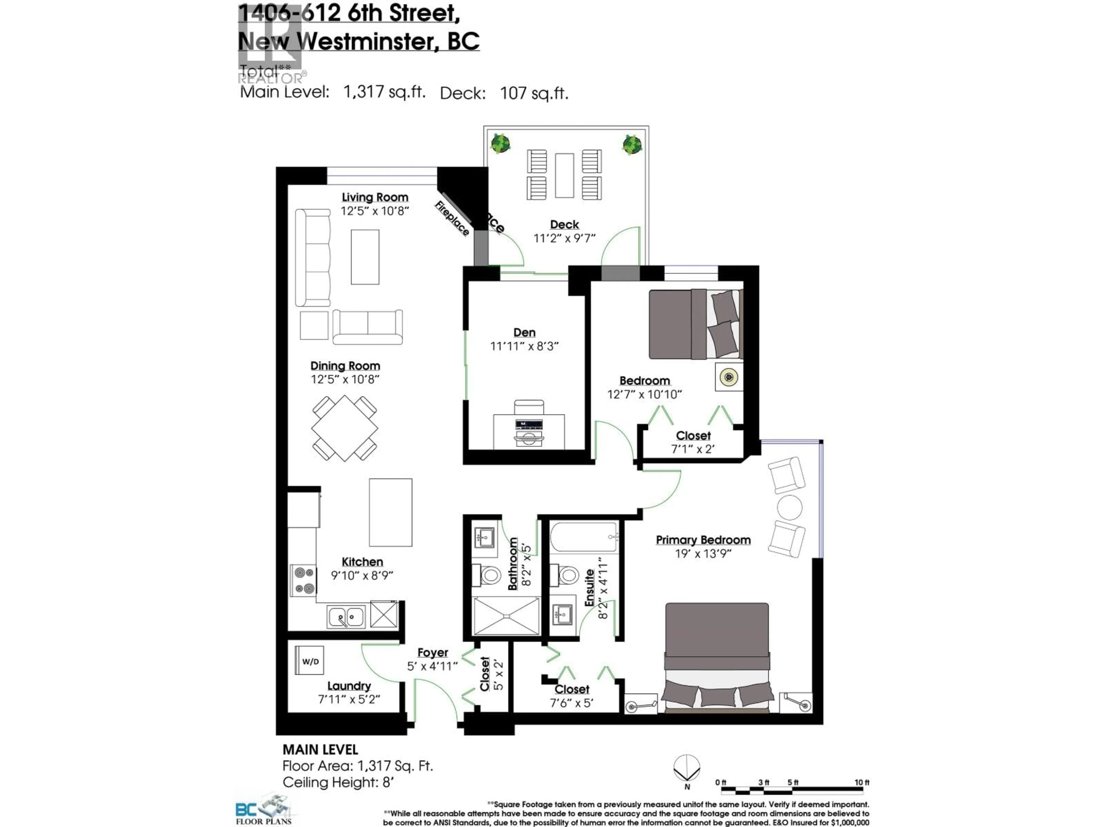 Floor plan for 1406 - 612 SIXTH STREET, New Westminster British Columbia V3L5V2