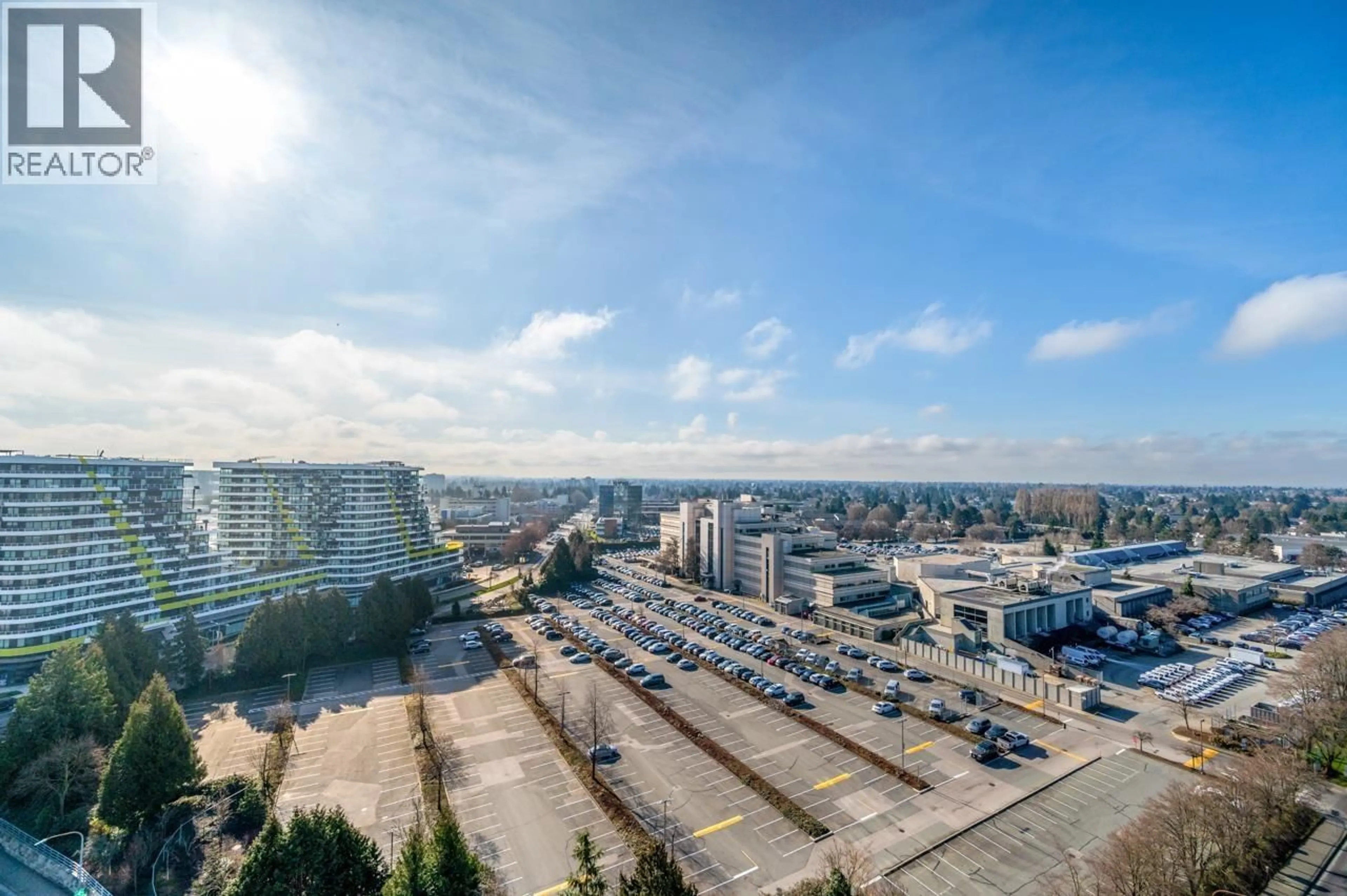 A pic from outside/outdoor area/front of a property/back of a property/a pic from drone, city buildings view from balcony for 1708 - 6971 ELMBRIDGE WAY, Richmond British Columbia V7C0A5
