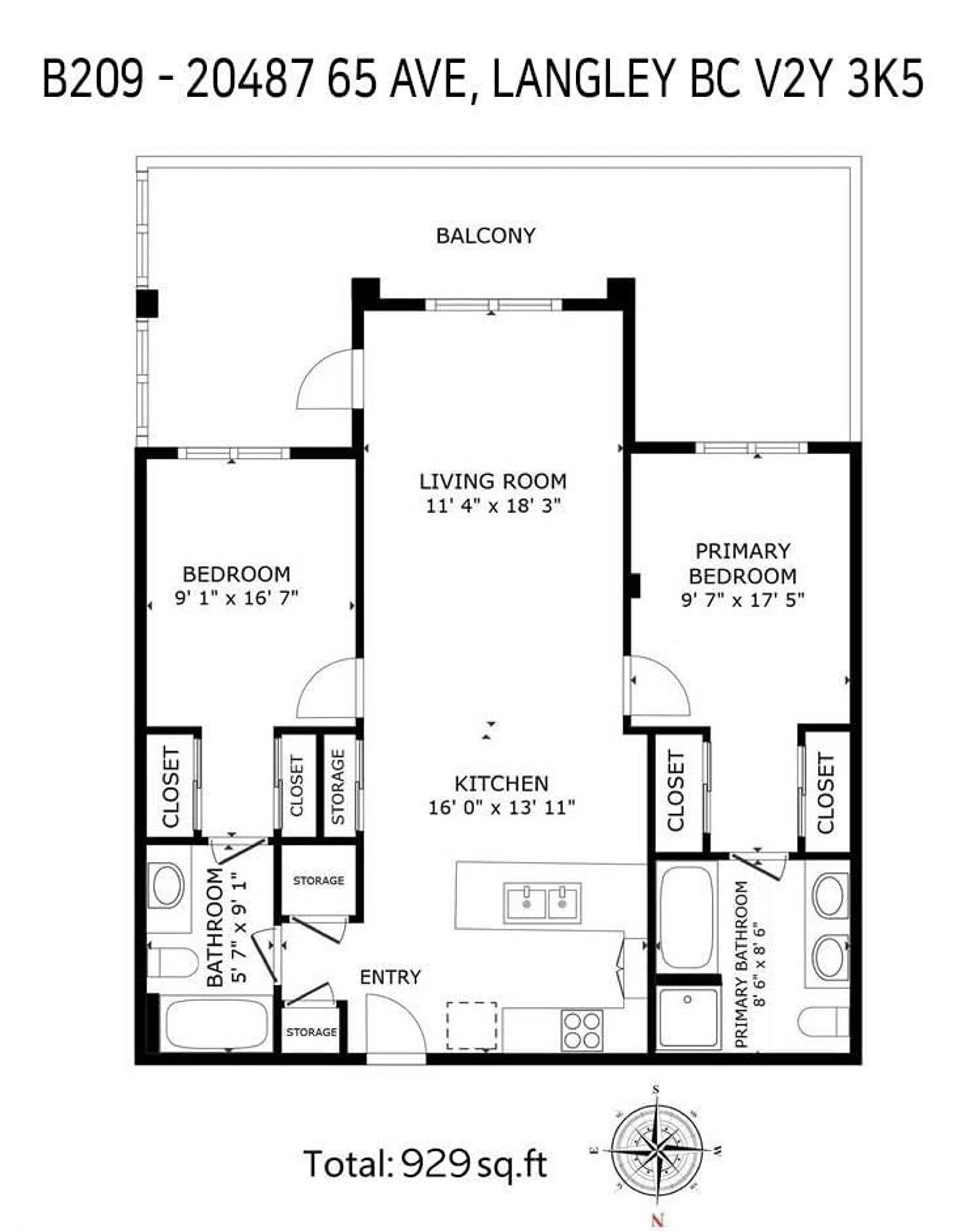 Floor plan for B209 - 20487 65 AVENUE, Langley British Columbia V2Y3K6