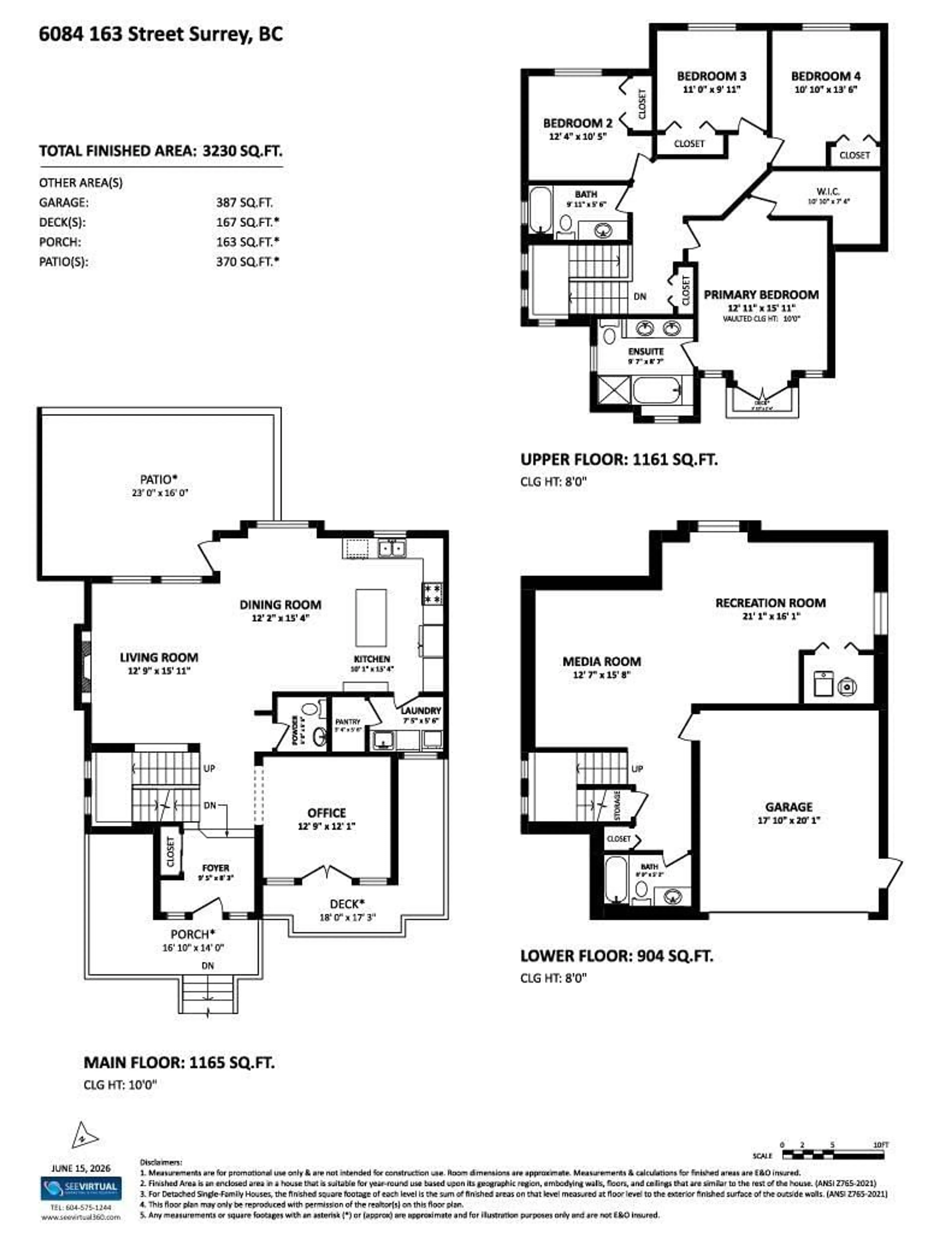 Floor plan for 6084 163 STREET, Surrey British Columbia V3S1S5