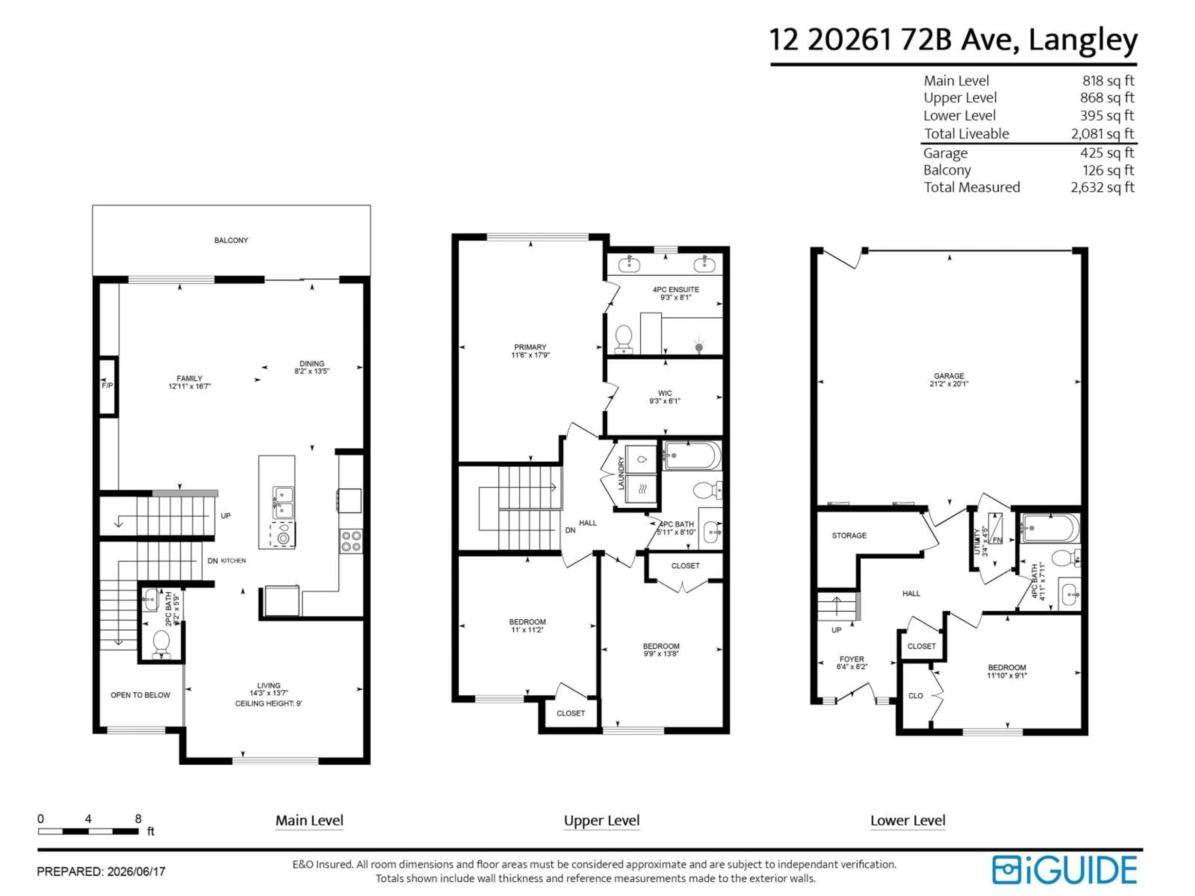 Floor plan for 12 - 20261 72B AVENUE, Langley British Columbia V2Y3M8
